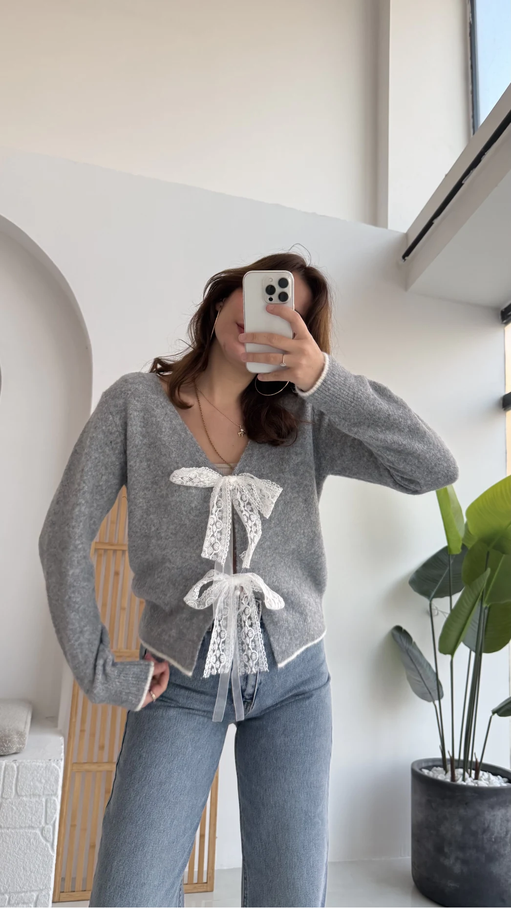 Bellora Fiyonk Triko Hırka - Gri - KOD:9056