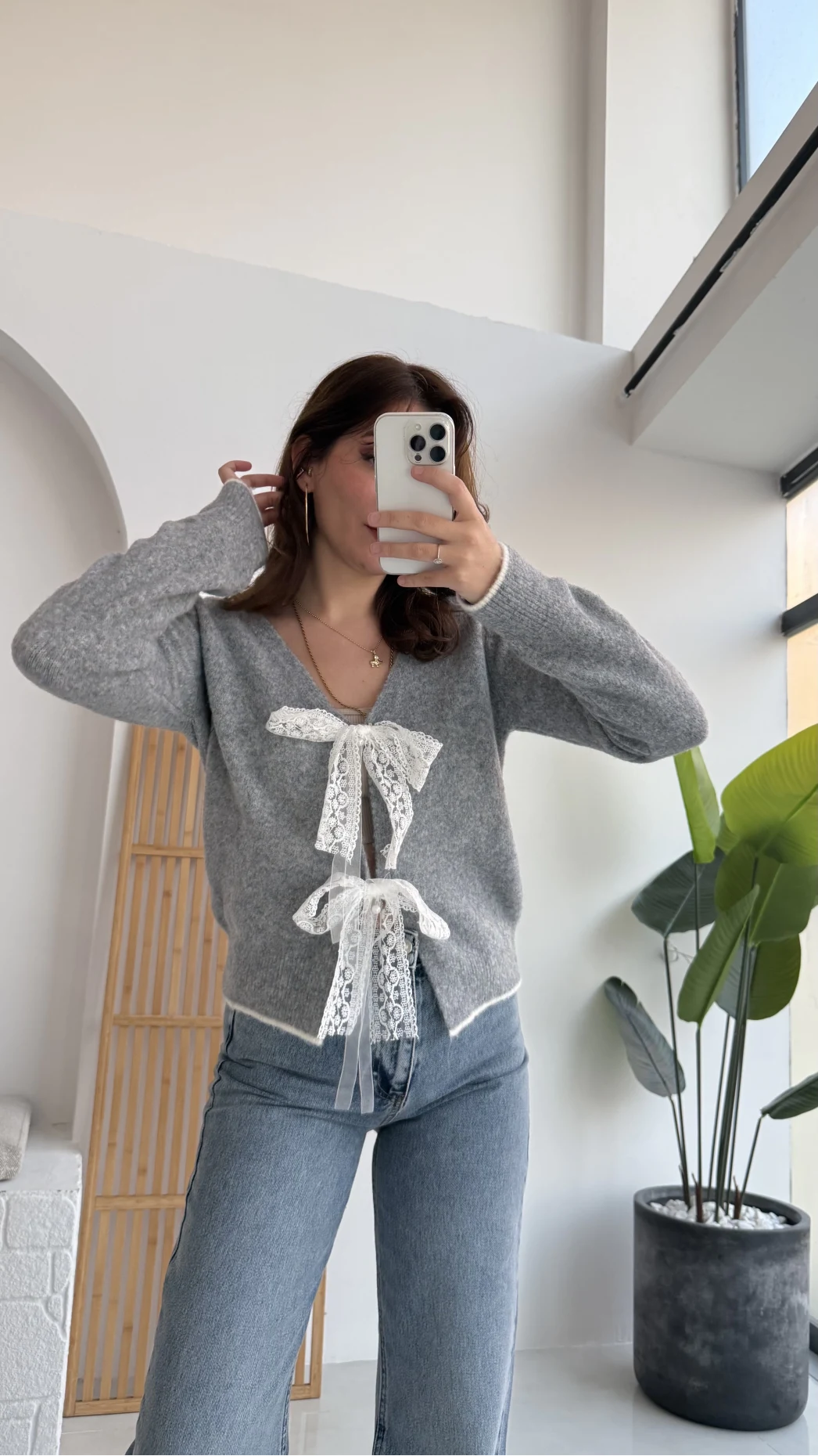 Bellora Fiyonk Triko Hırka - Gri - KOD:9056