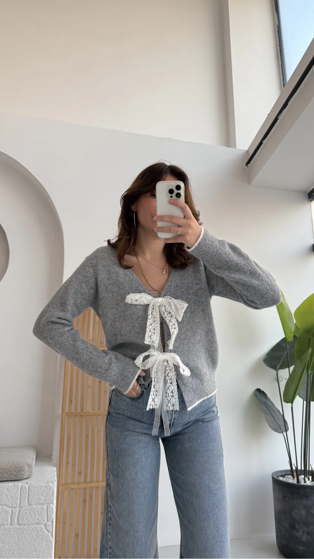 Bellora Fiyonk Triko Hırka - Gri - KOD:9056