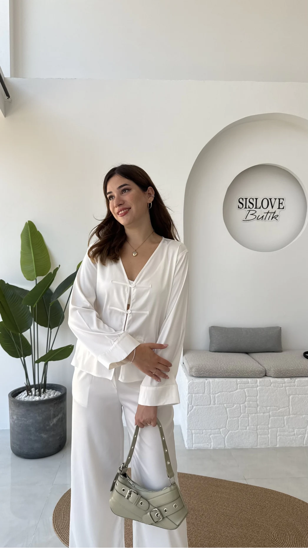 Bennet Serisi Saten Gömlek - Beyaz - Kod: 2142