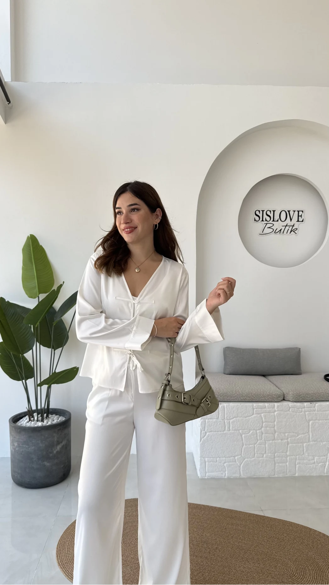 Bennet Serisi Saten Gömlek - Beyaz - Kod: 2142