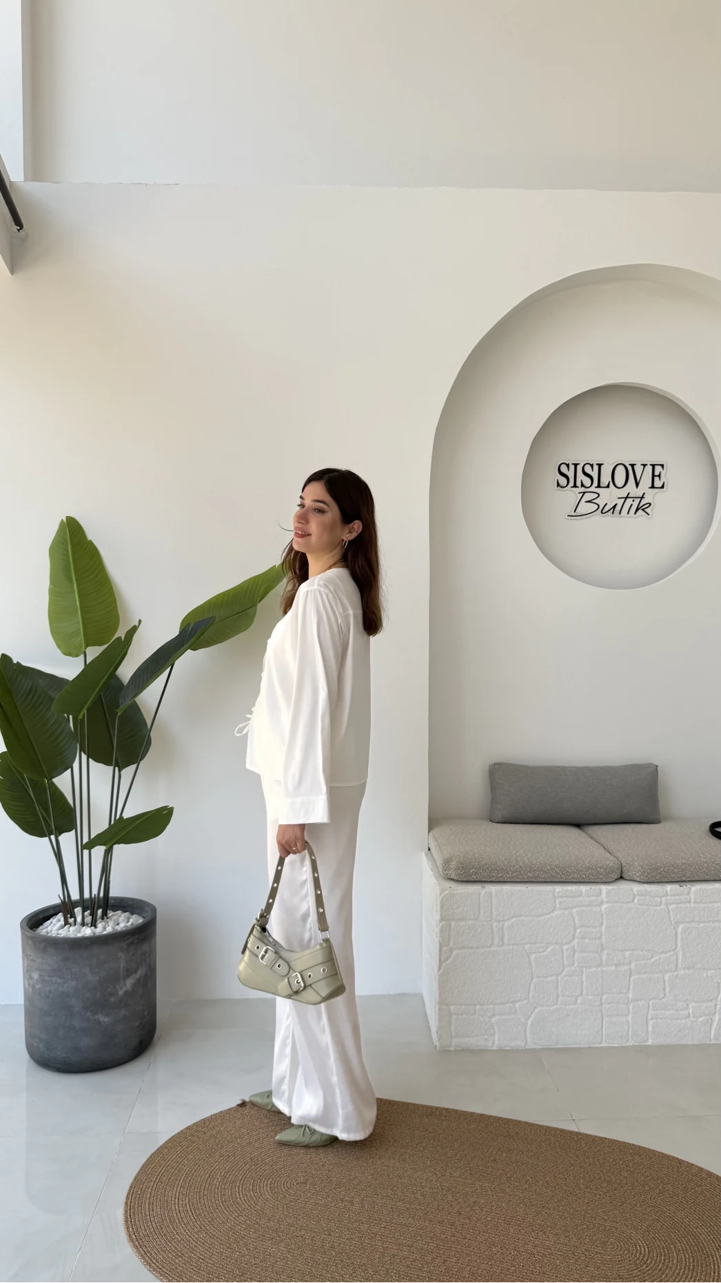 Bennet Serisi Saten Pantolon - Beyaz - Kod: 4027