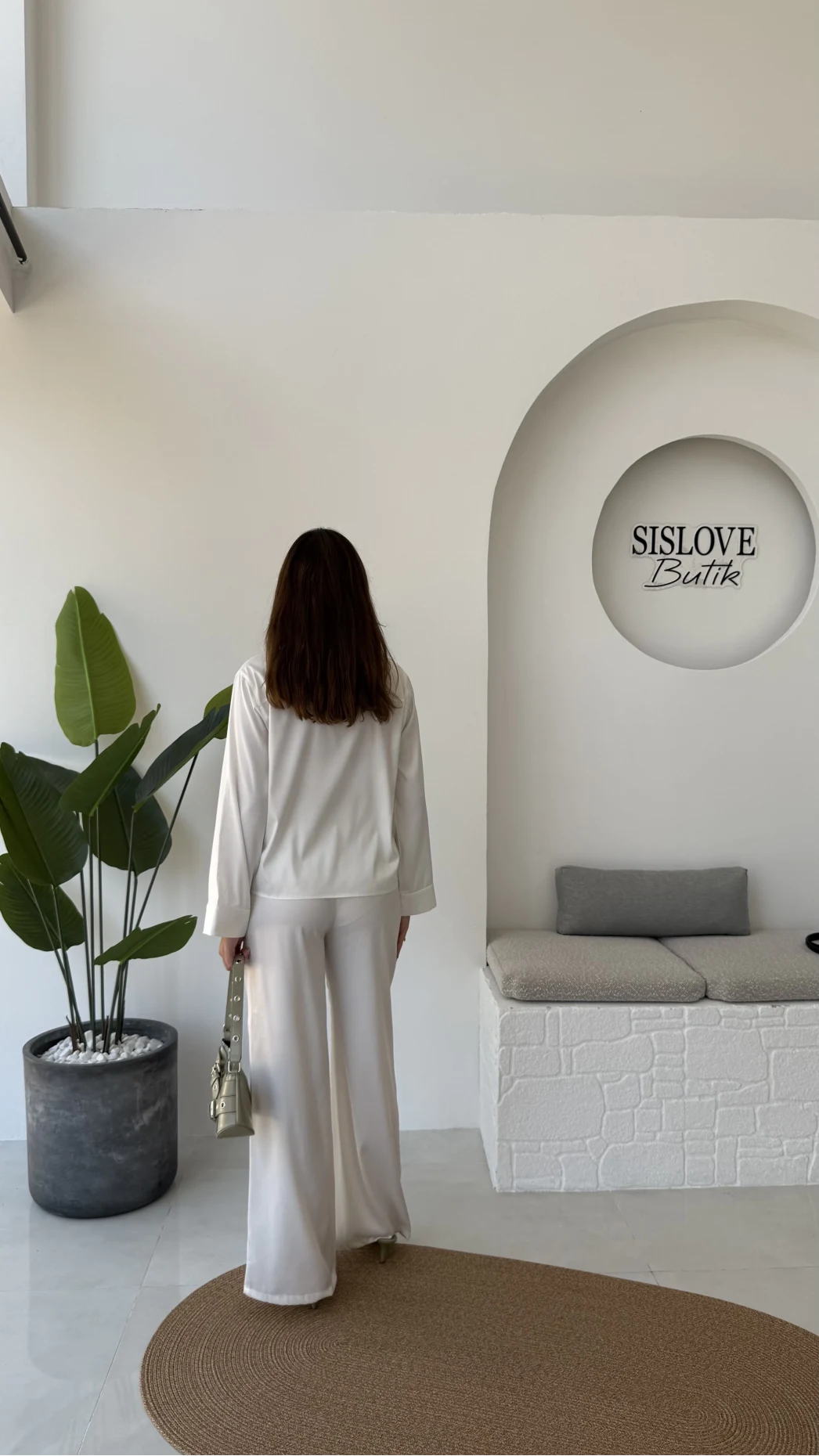 Bennet Serisi Saten Pantolon - Beyaz - Kod: 4027