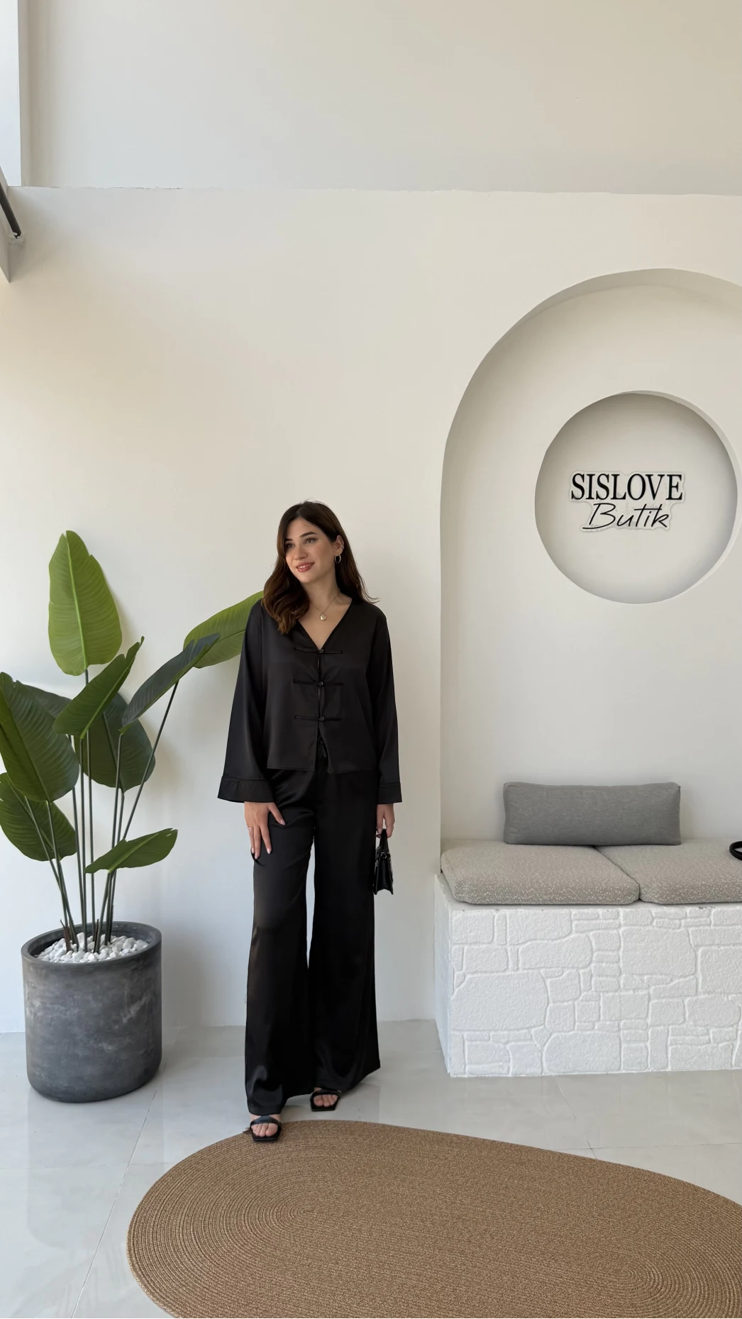 Bennet Serisi Saten Pantolon - Siyah - Kod: 4027