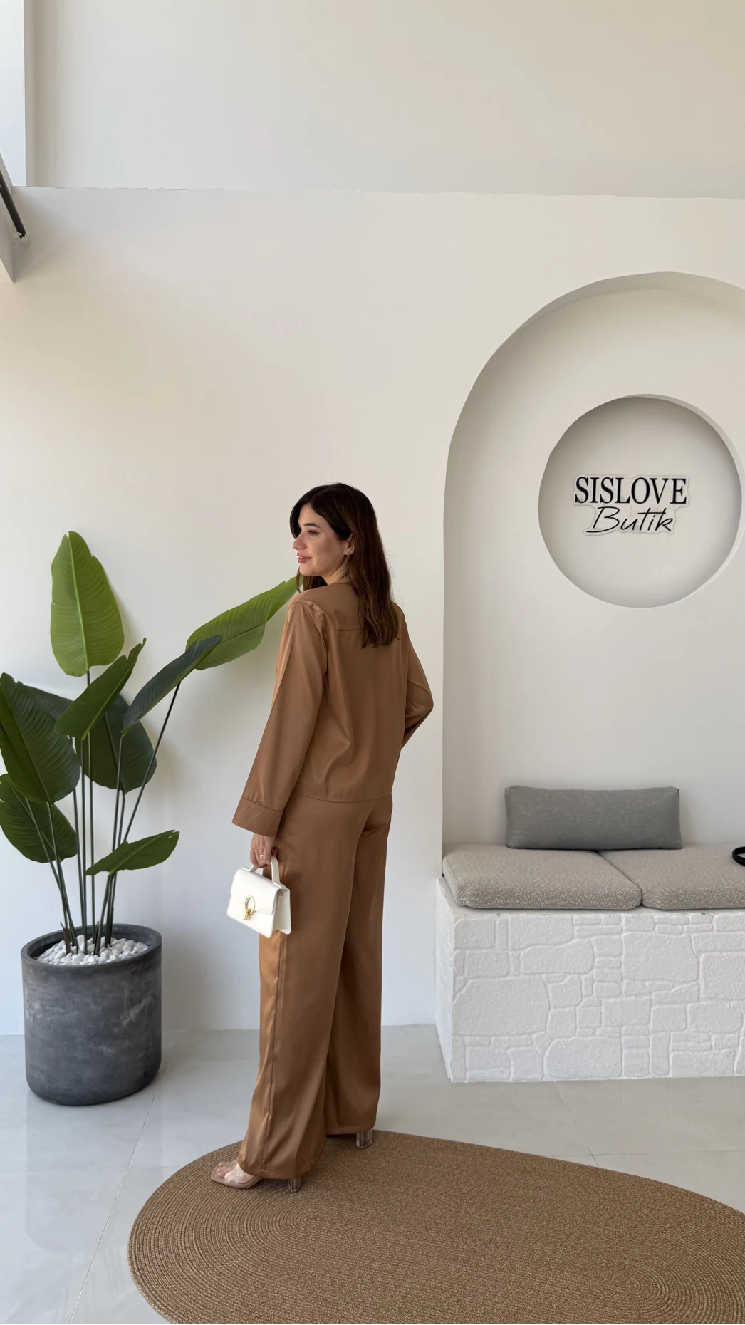 Bennet Serisi Saten Pantolon - Taba - Kod: 4027