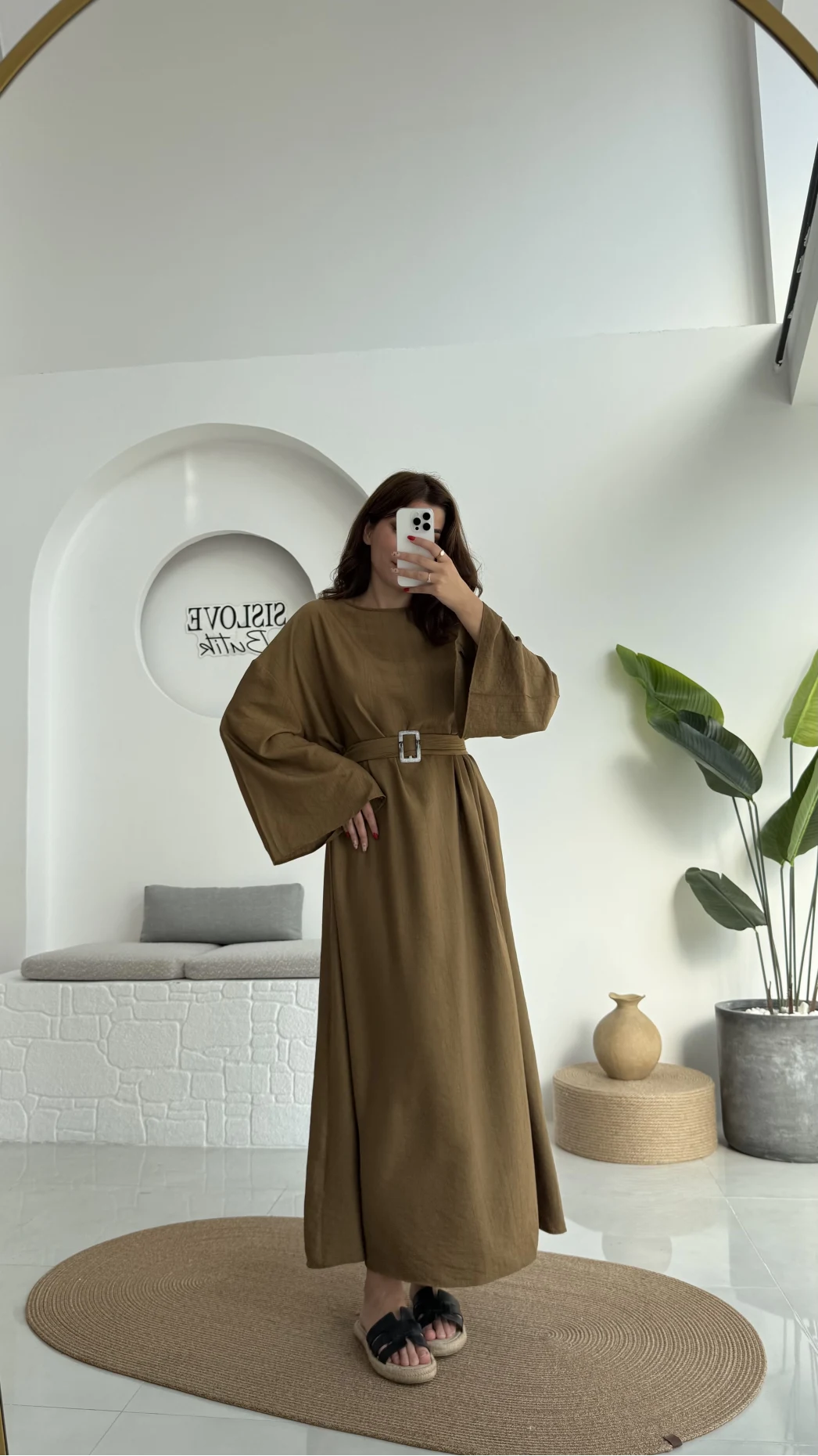 Berlin Kuşaklı Uzun Elbise - Yeşil - 6031