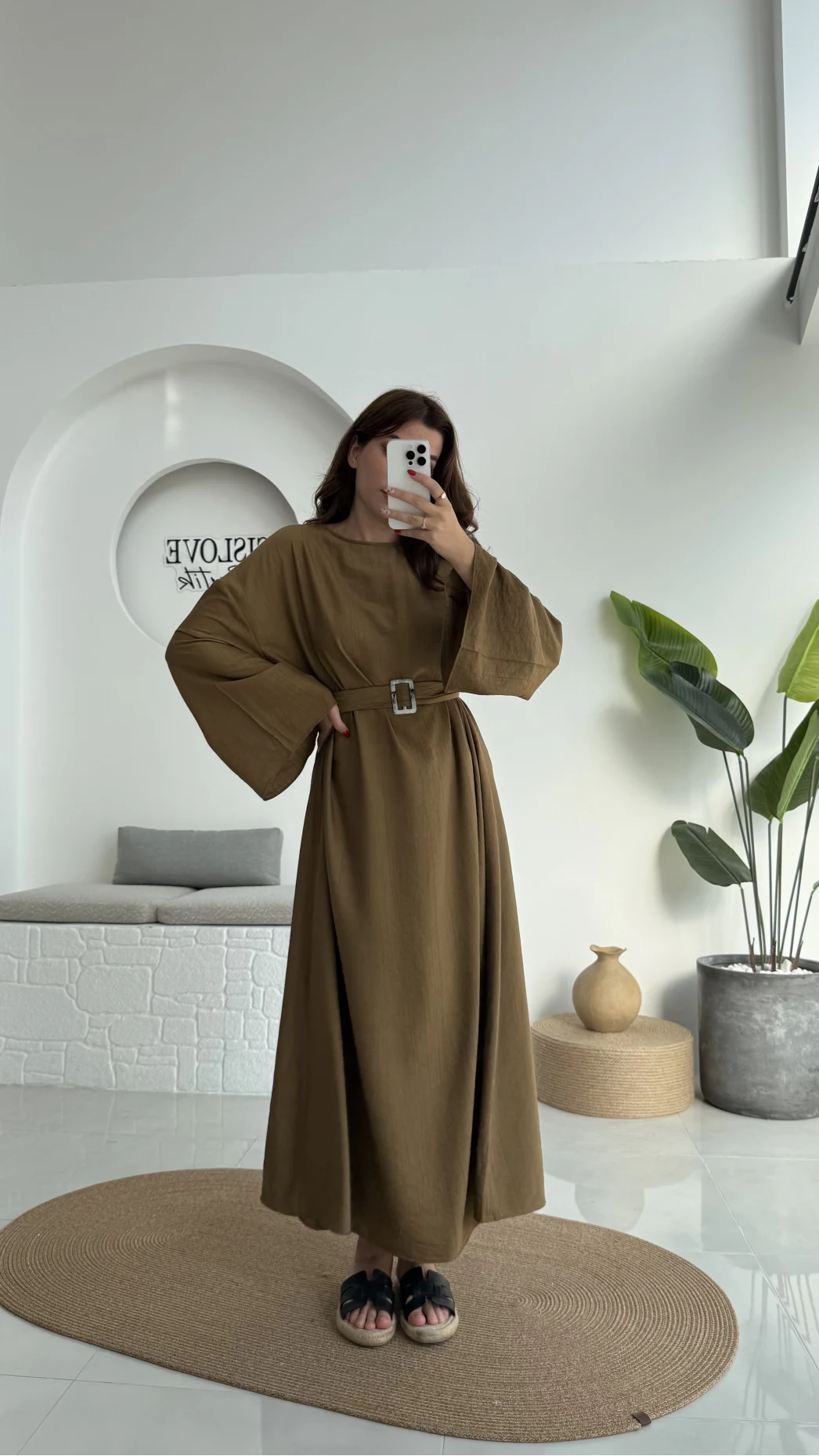 Berlin Kuşaklı Uzun Elbise - Yeşil - 6031