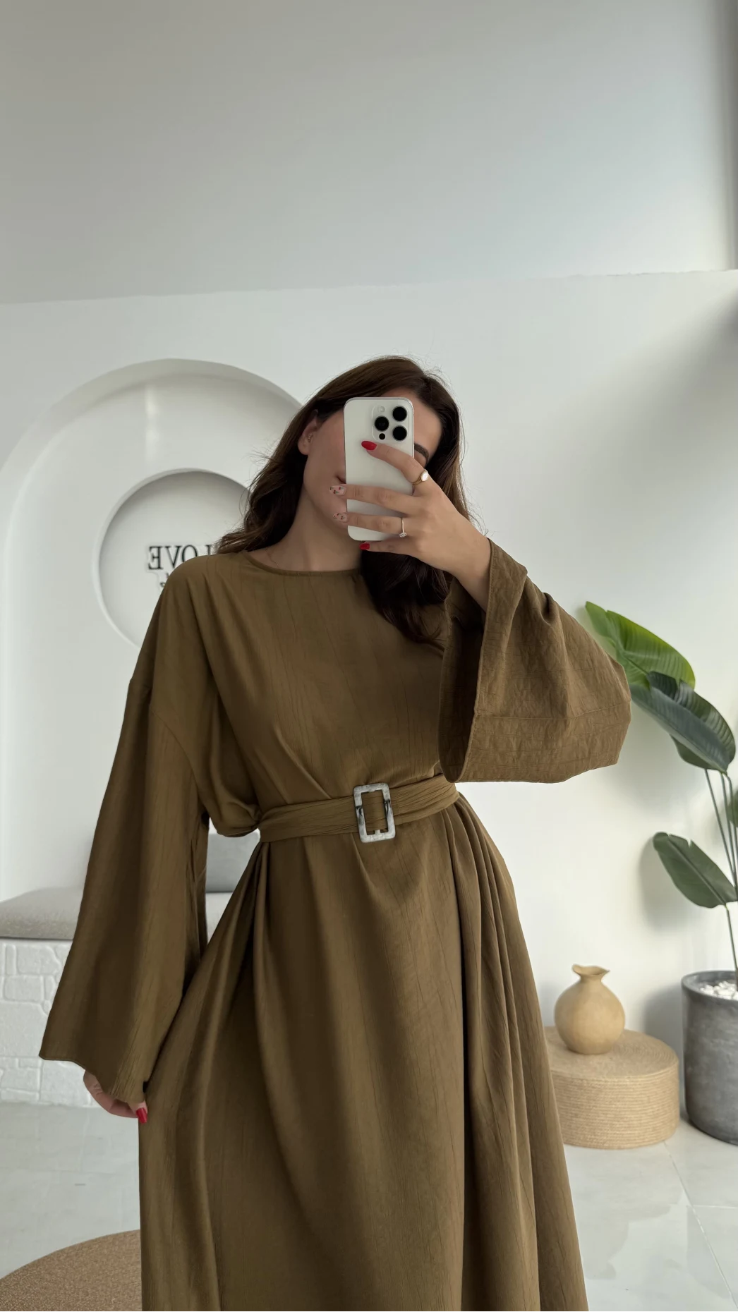 Berlin Kuşaklı Uzun Elbise - Yeşil - 6031