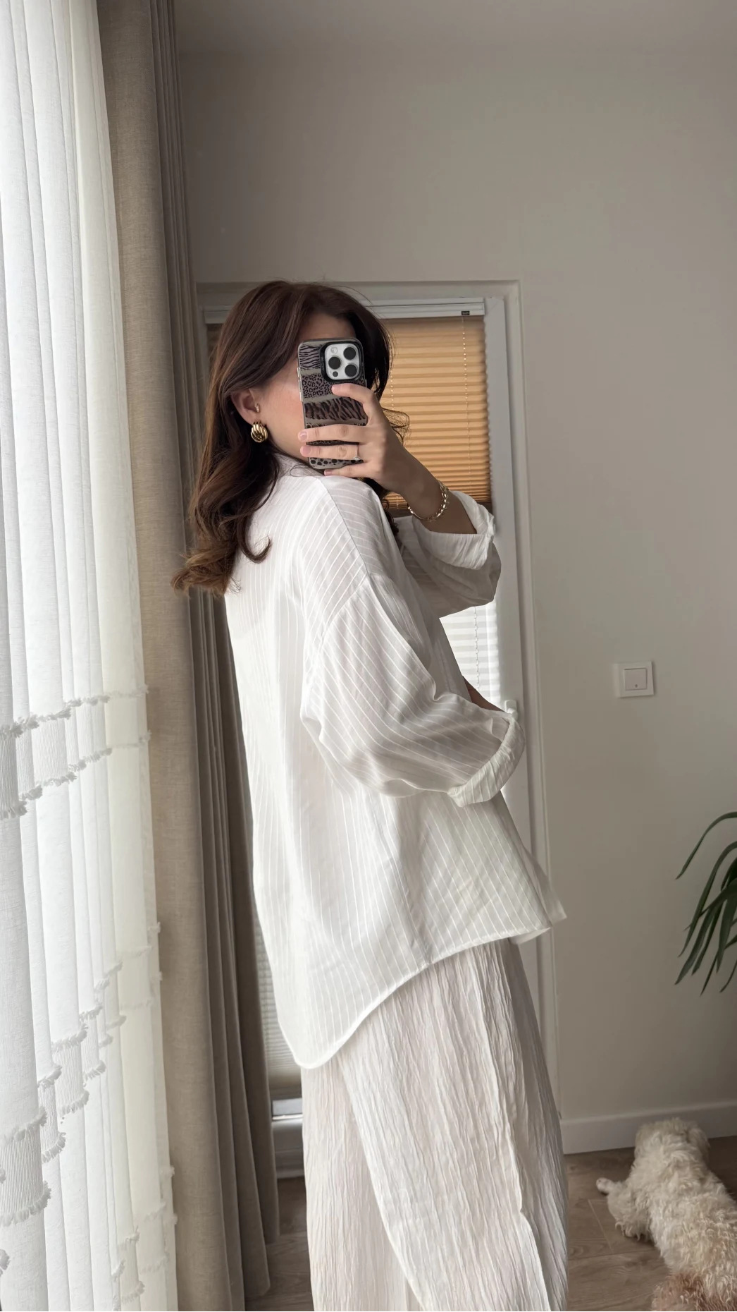 Berma Kendinden Çizgili Gömlek Beyaz