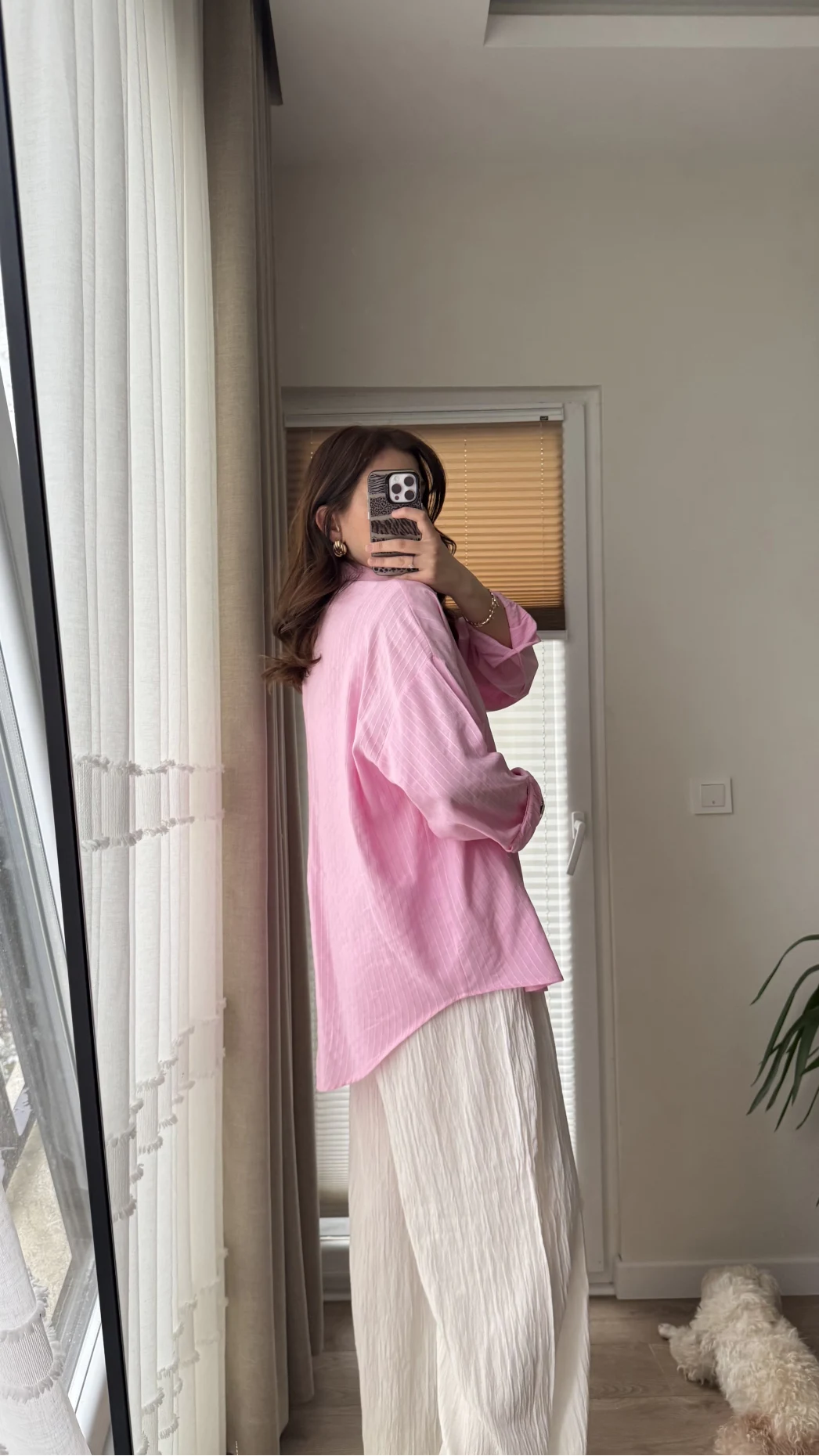 Berma Kendinden Çizgili Gömlek Pembe