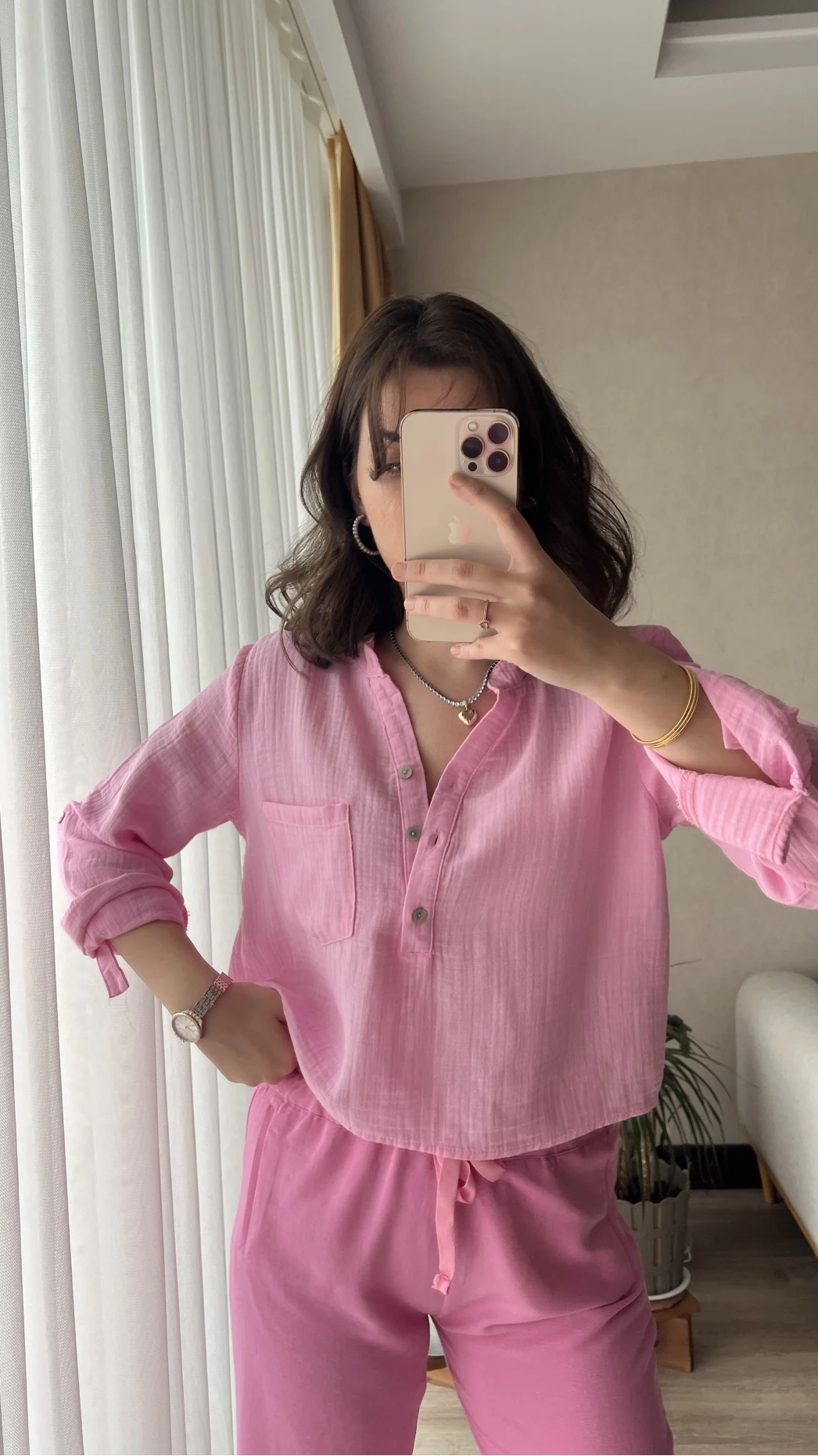 Beua Pembe Müslin Bluz