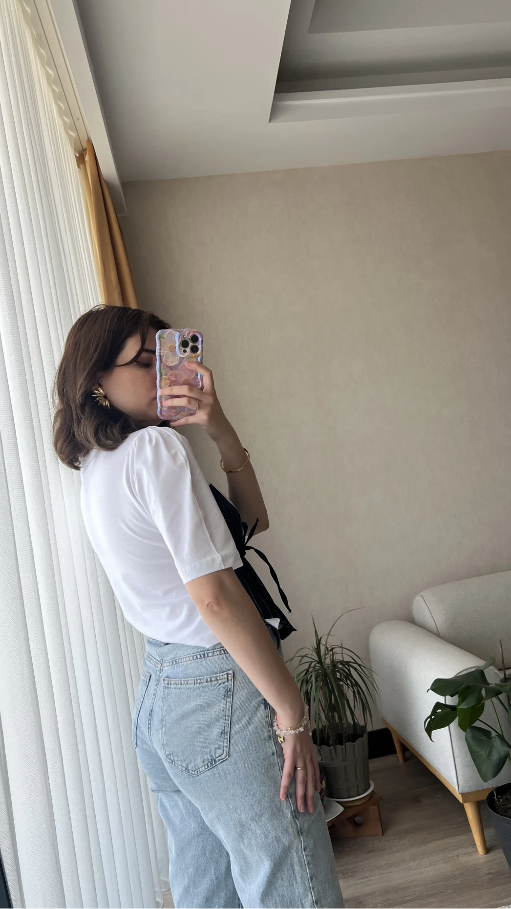Beyaz Çizgili Detay T-Shirt