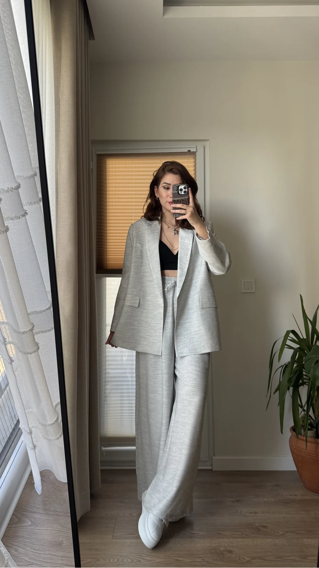 Ultra Premium Blazzer Gri Oversize Takım