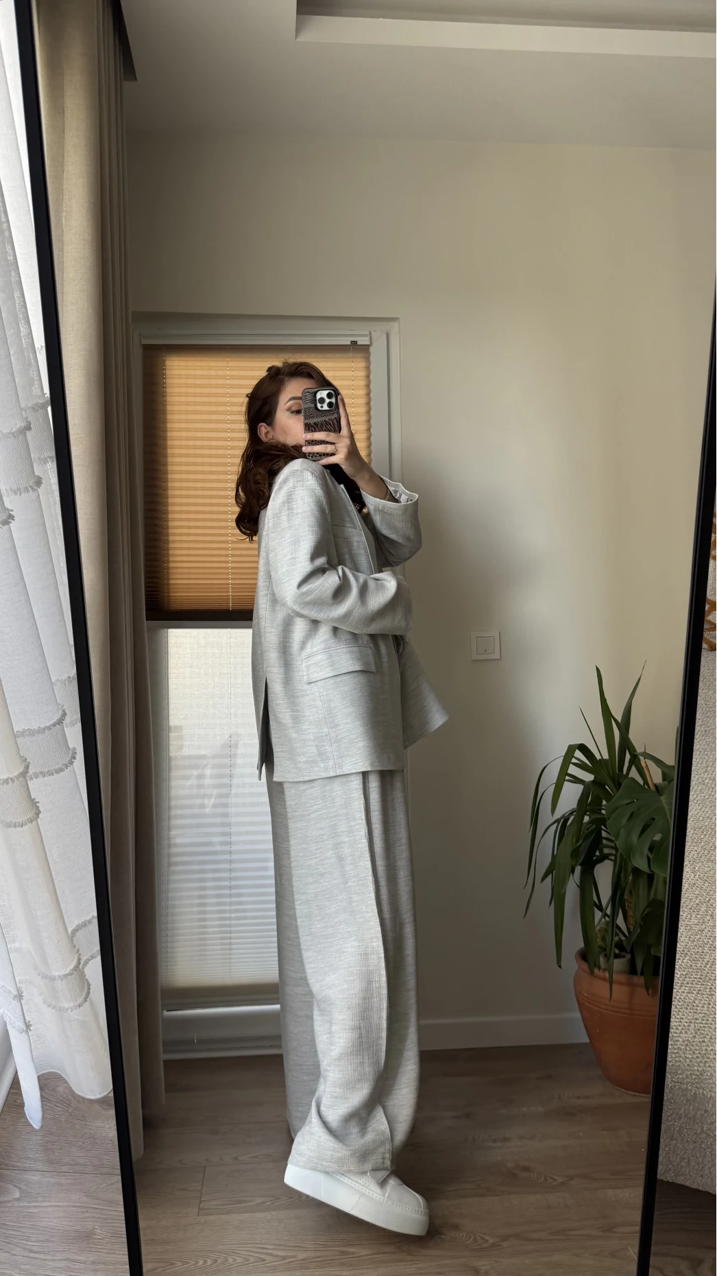 Ultra Premium Blazzer Gri Oversize Takım