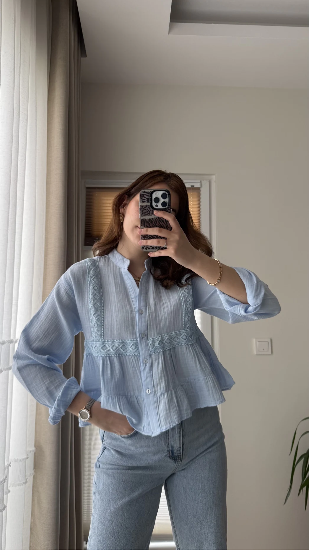 Bloom Bebe Mavisi Dantel Gömlek