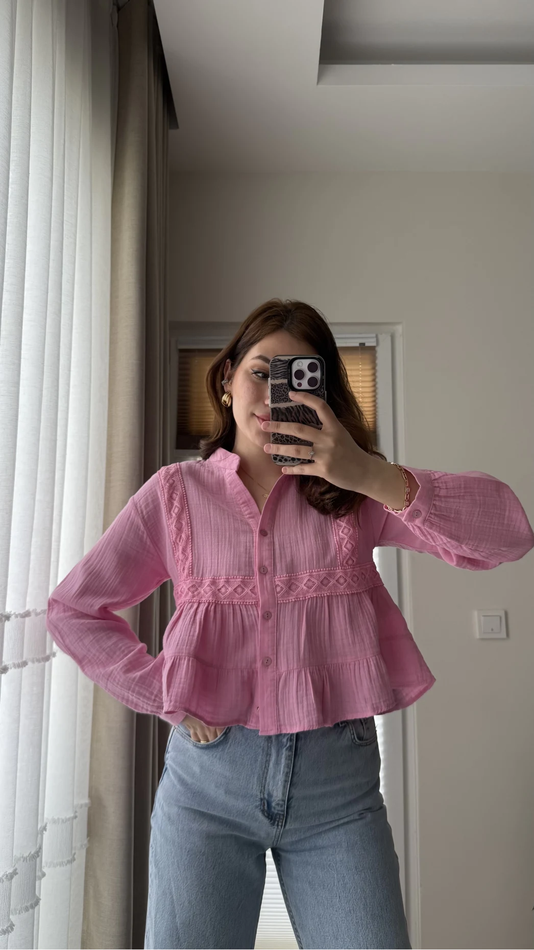 Bloom Pembe Dantel Gömlek