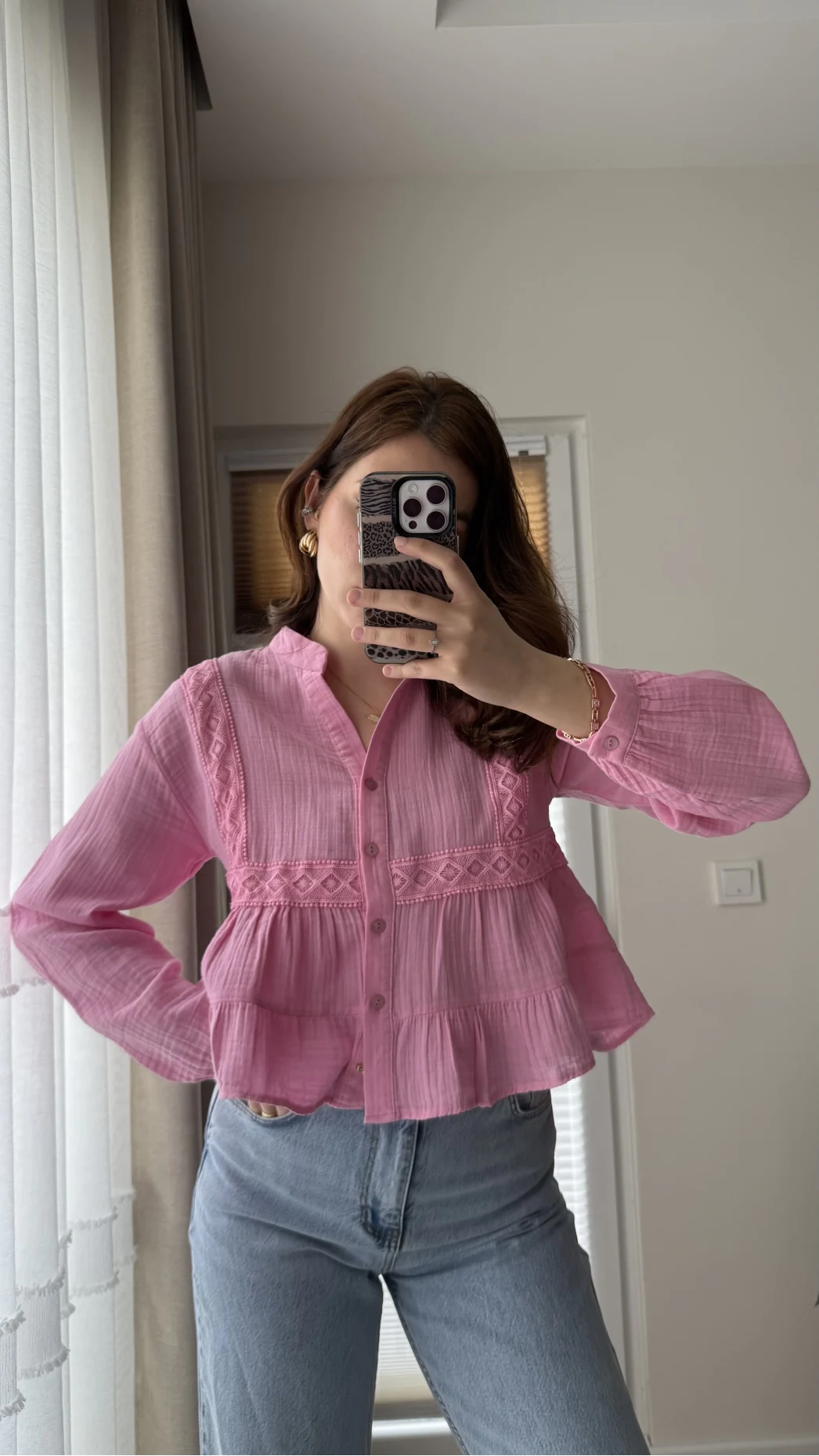 Bloom Pembe Dantel Gömlek