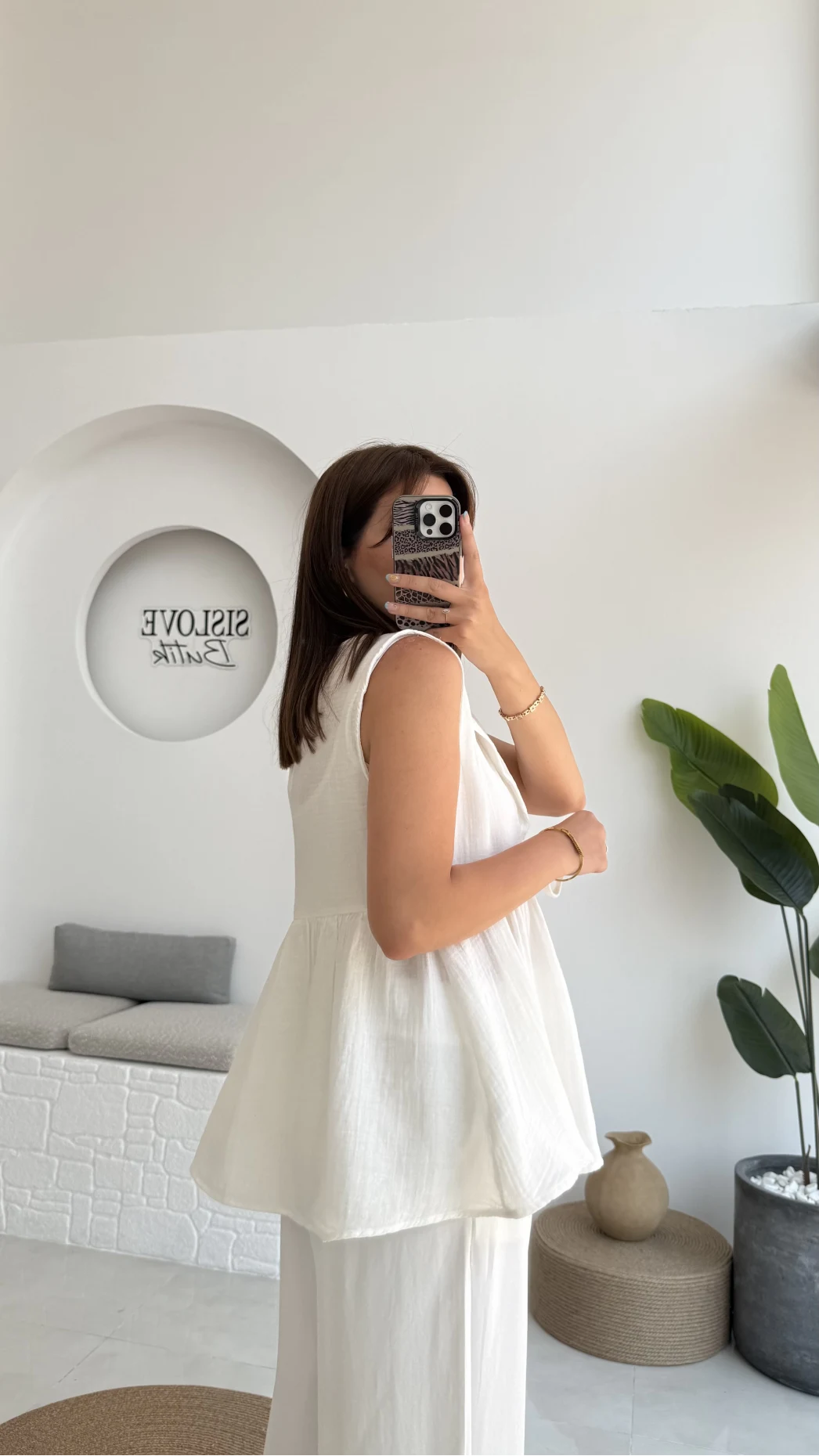 V Yaka Bağcıklı Bluz-1012-Ekru