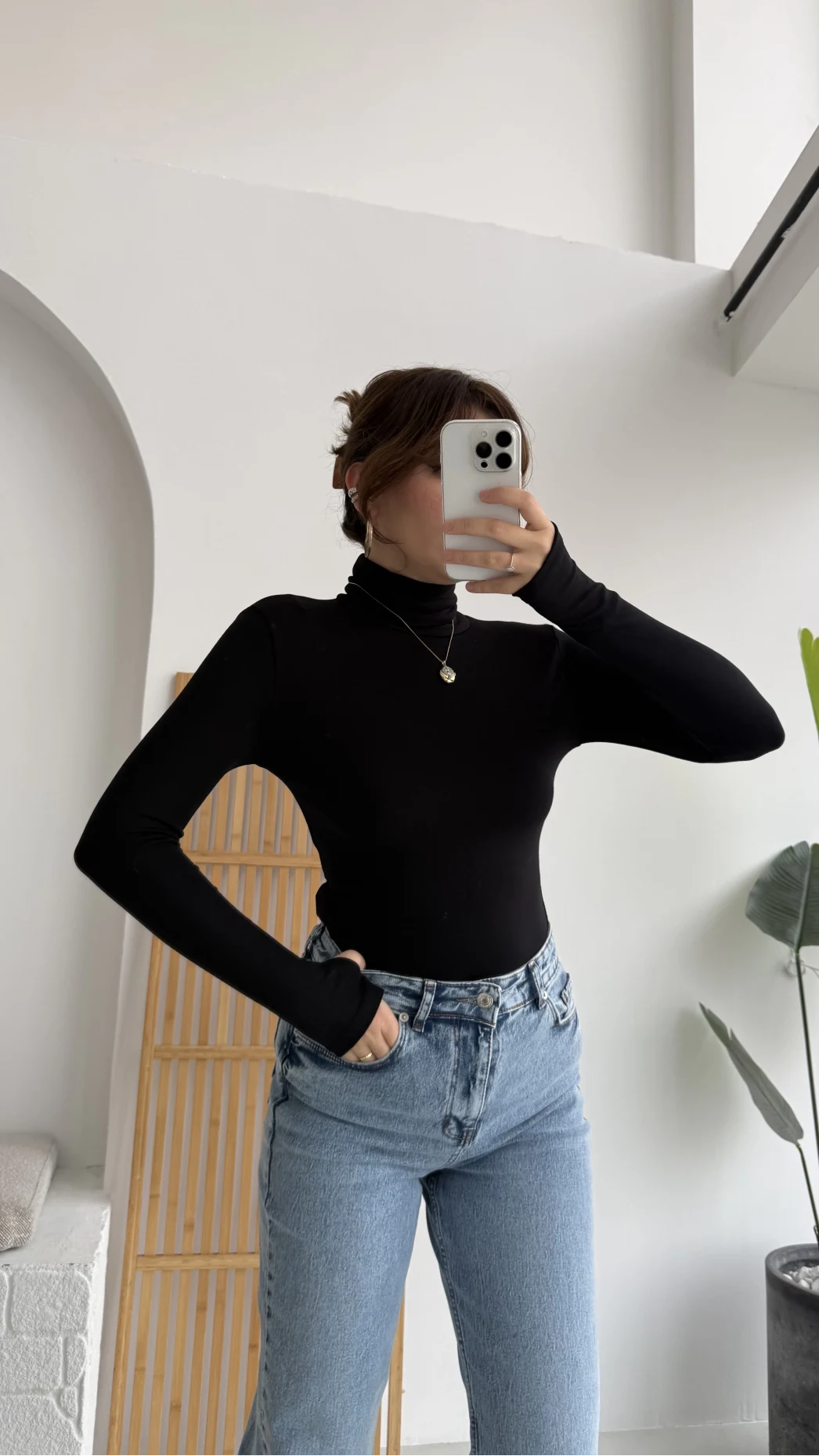 Boğazlı Oys Parmak Geçmeli Siyah