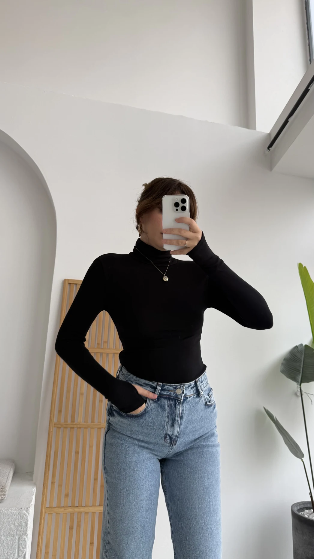 Boğazlı Oys Parmak Geçmeli Siyah