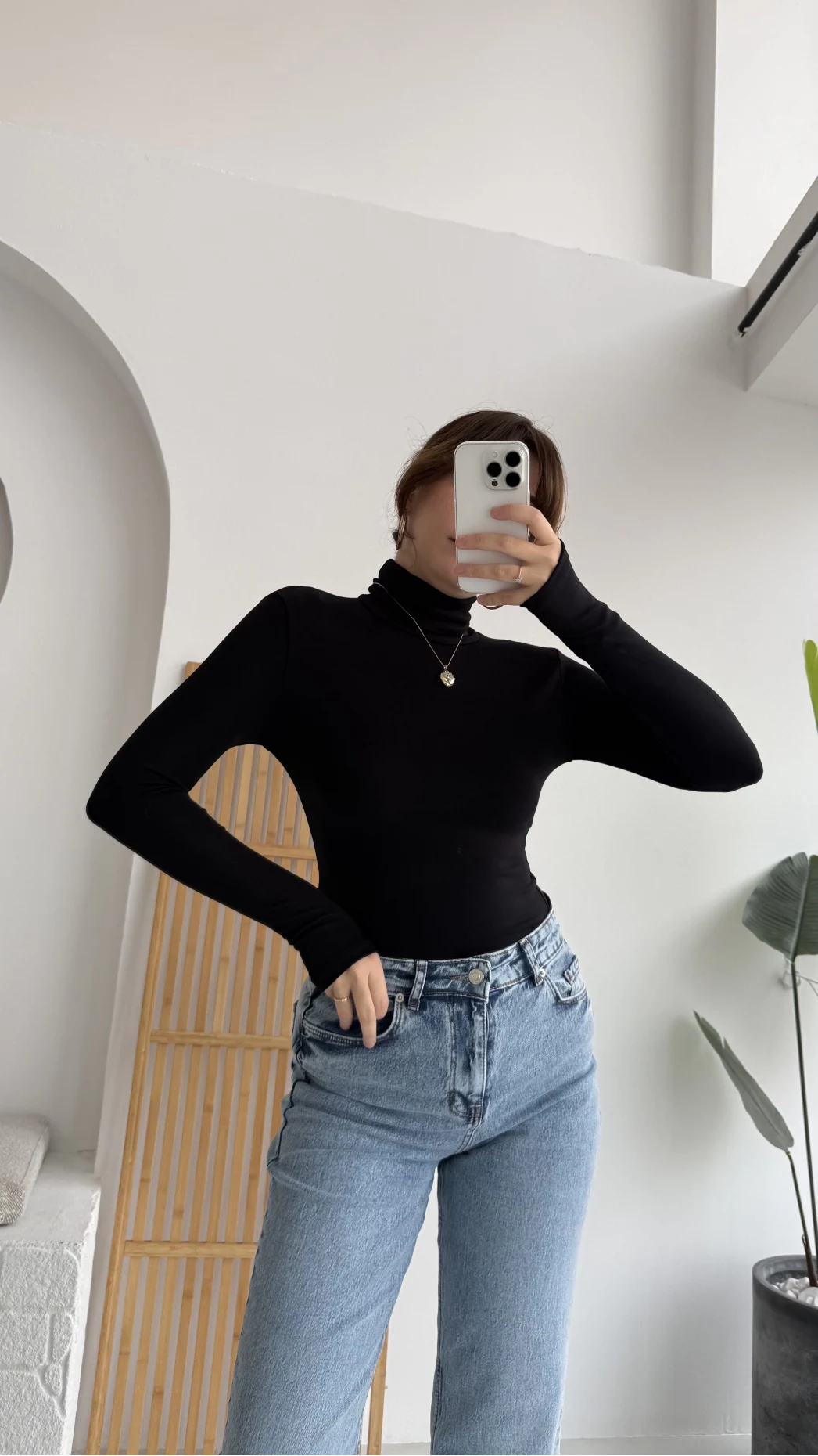 Boğazlı Oys Parmak Geçmeli Siyah