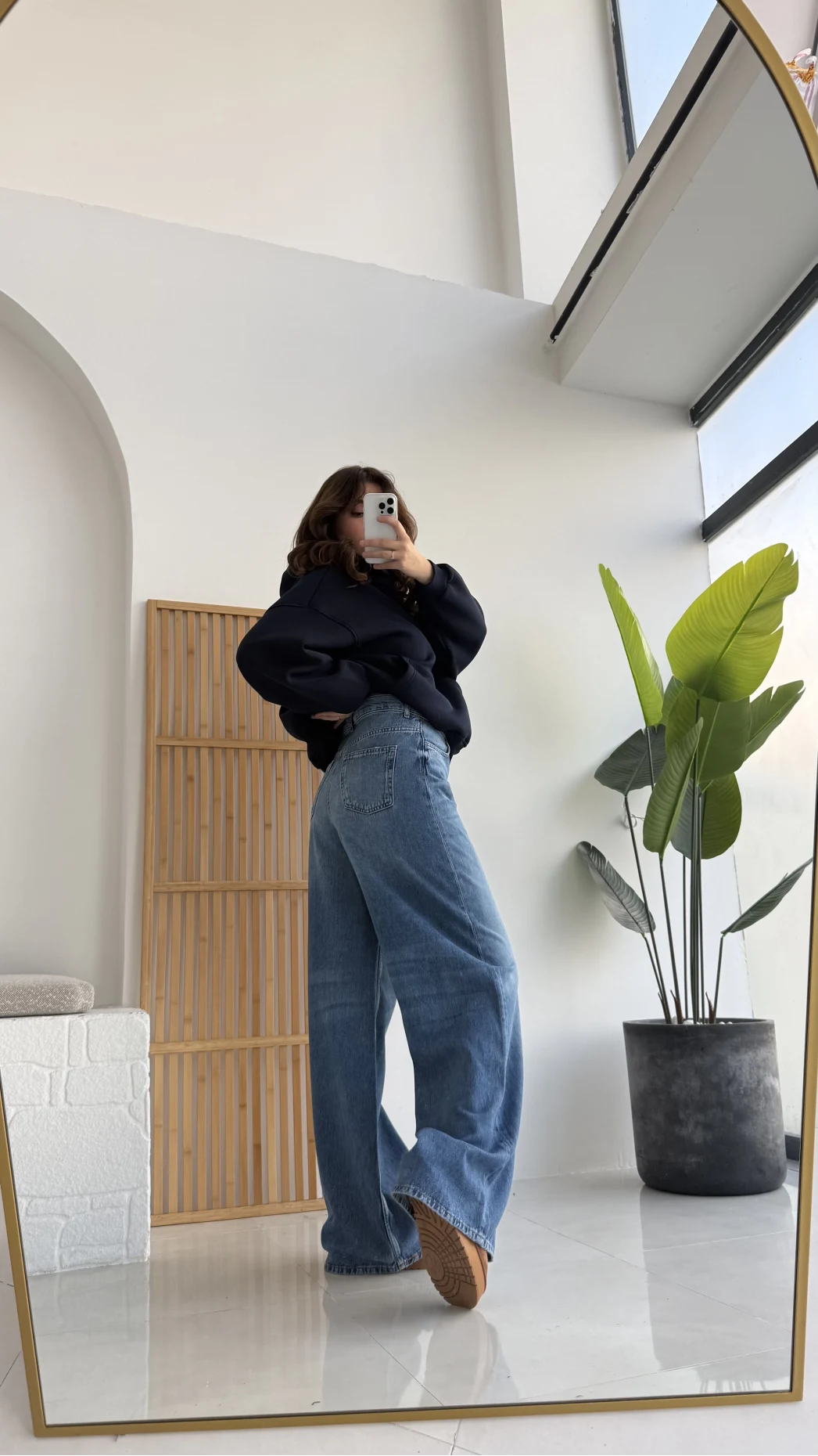 Bol Kesim Mavi Denim Pantolon