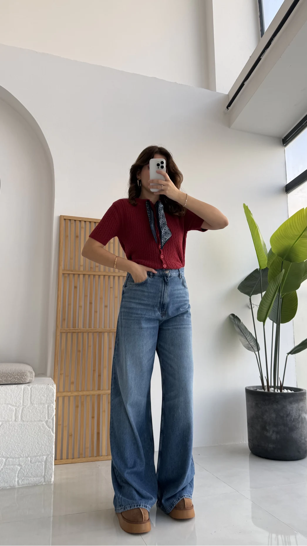 Bol Kesim Mavi Denim Pantolon