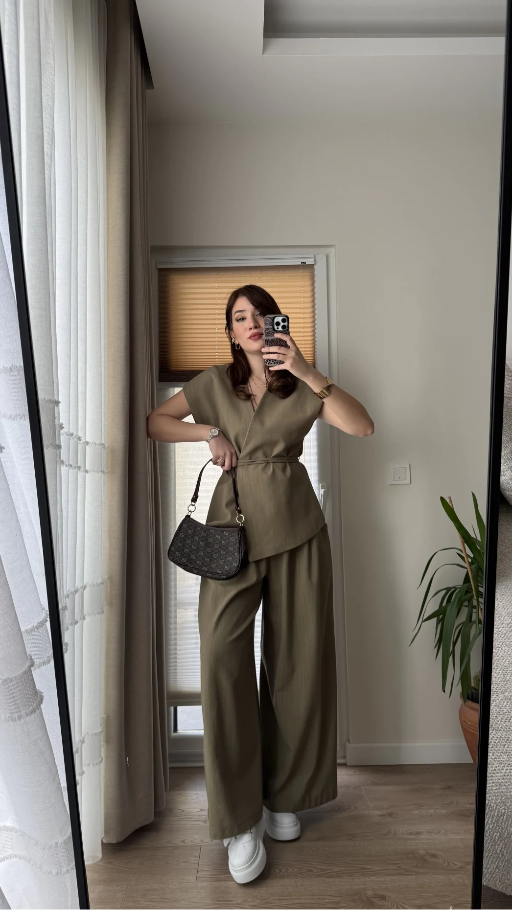 Bol Paça Pantolon Yelek Takım - Haki