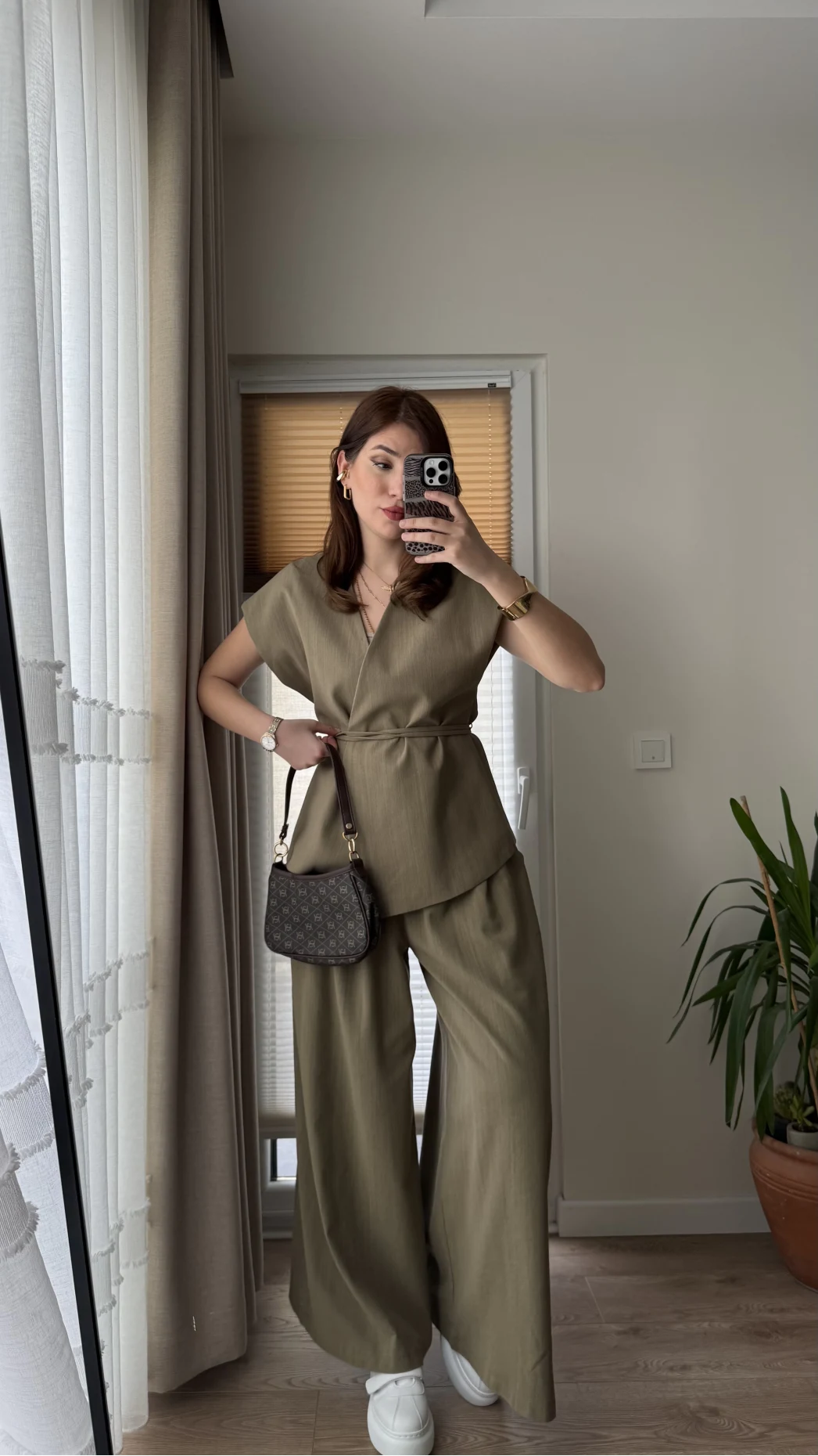 Bol Paça Pantolon Yelek Takım - Haki