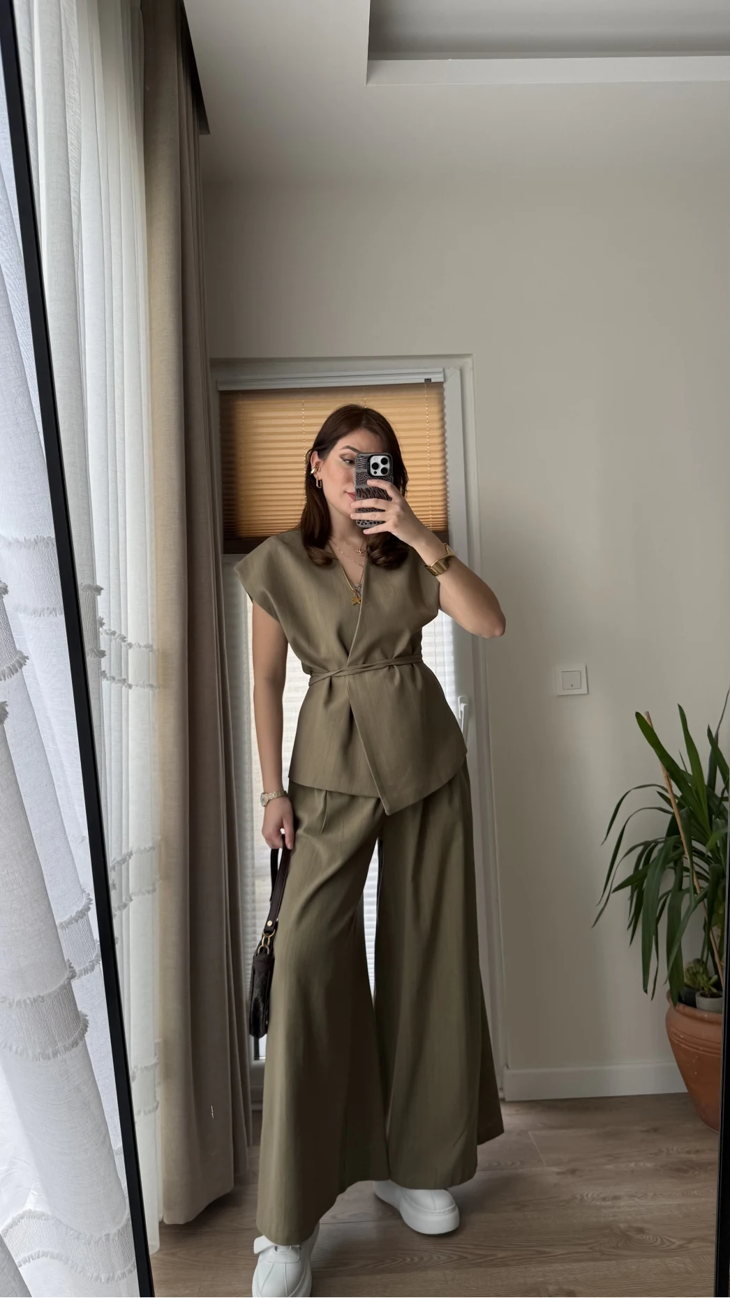 Bol Paça Pantolon Yelek Takım - Haki