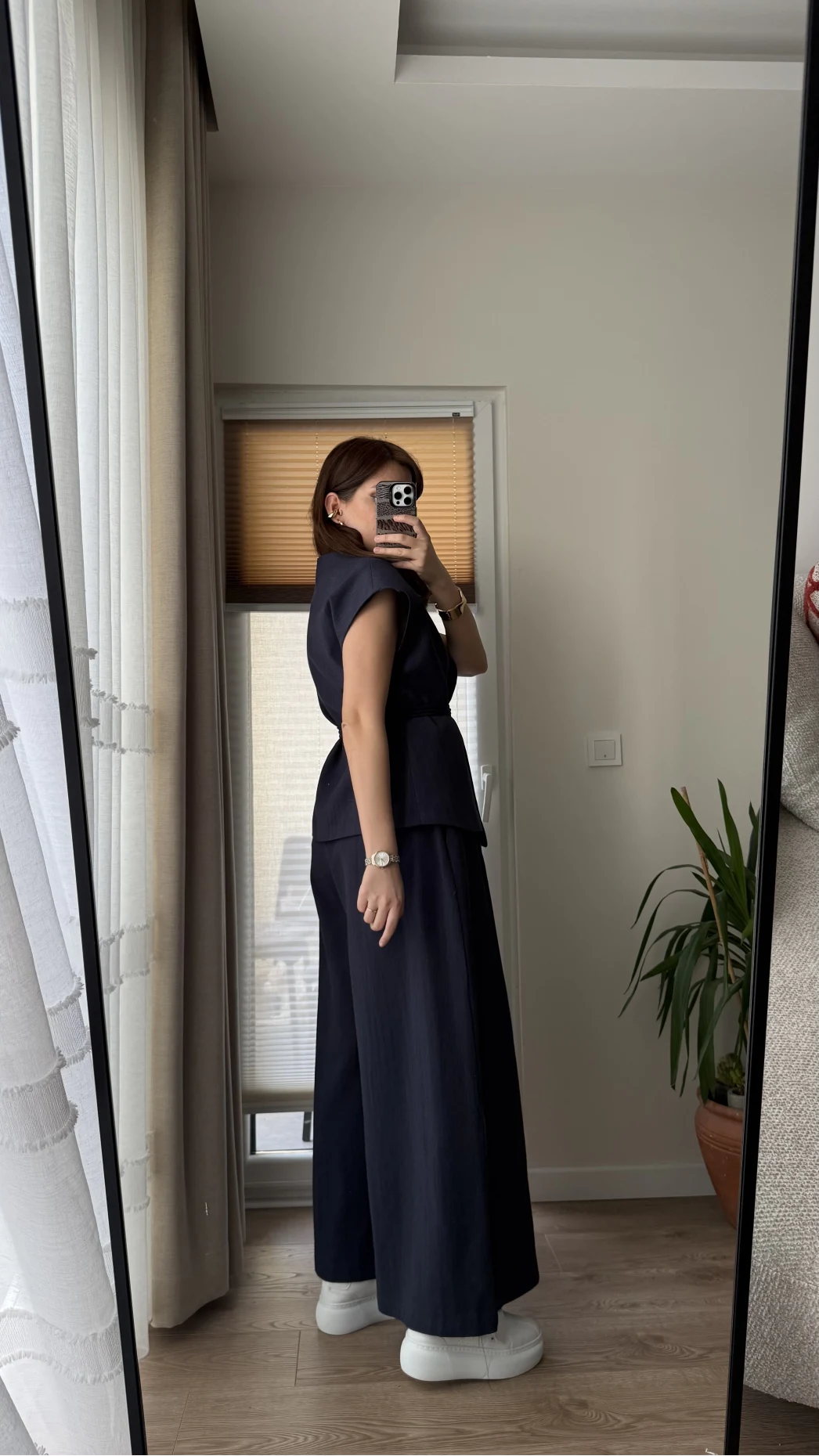 Bol Paça Pantolon Yelek Takım - Lacivert