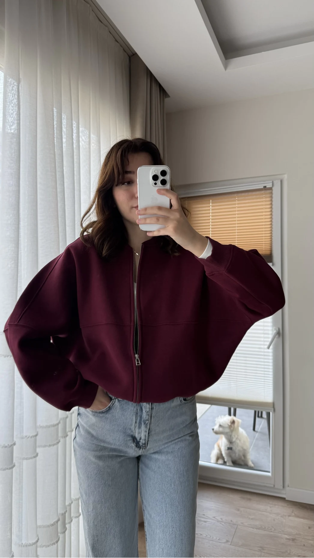 Bomber Şardonlu Hırka Bordo