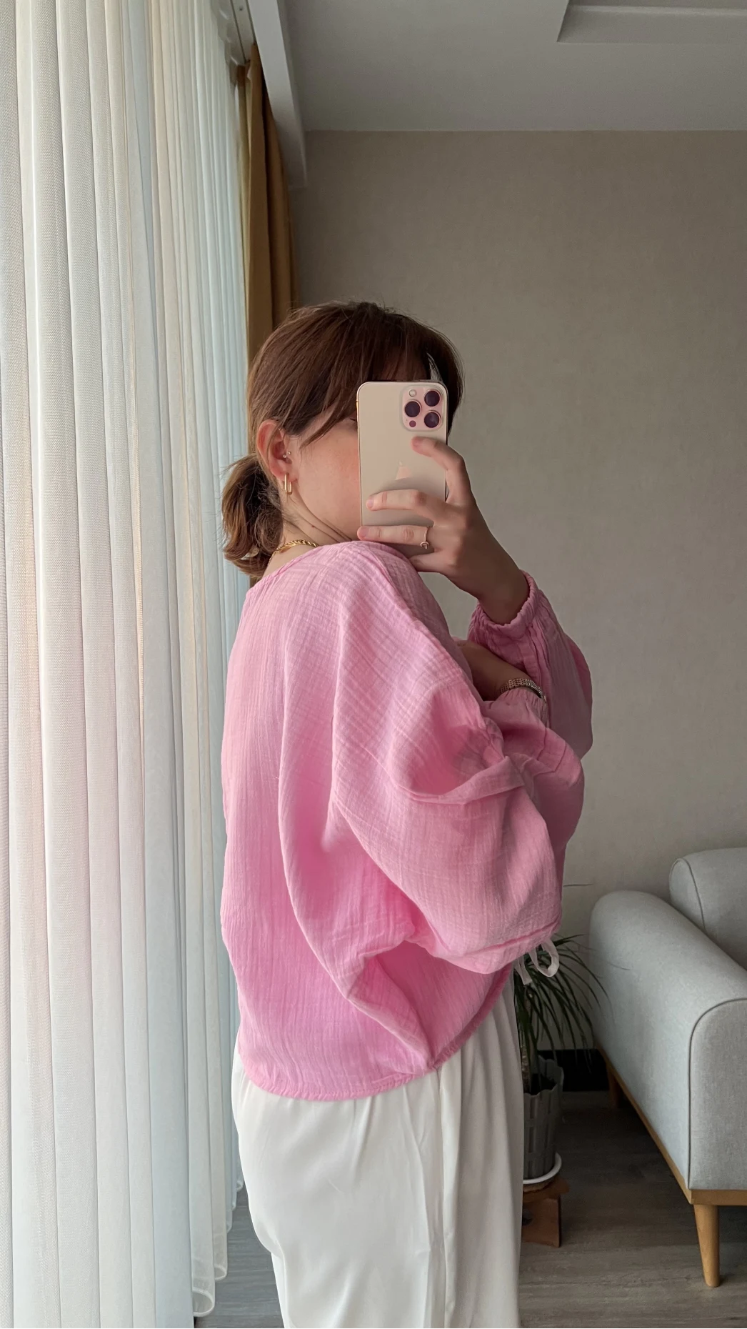 Boom Pembe Büzgülü Bluz