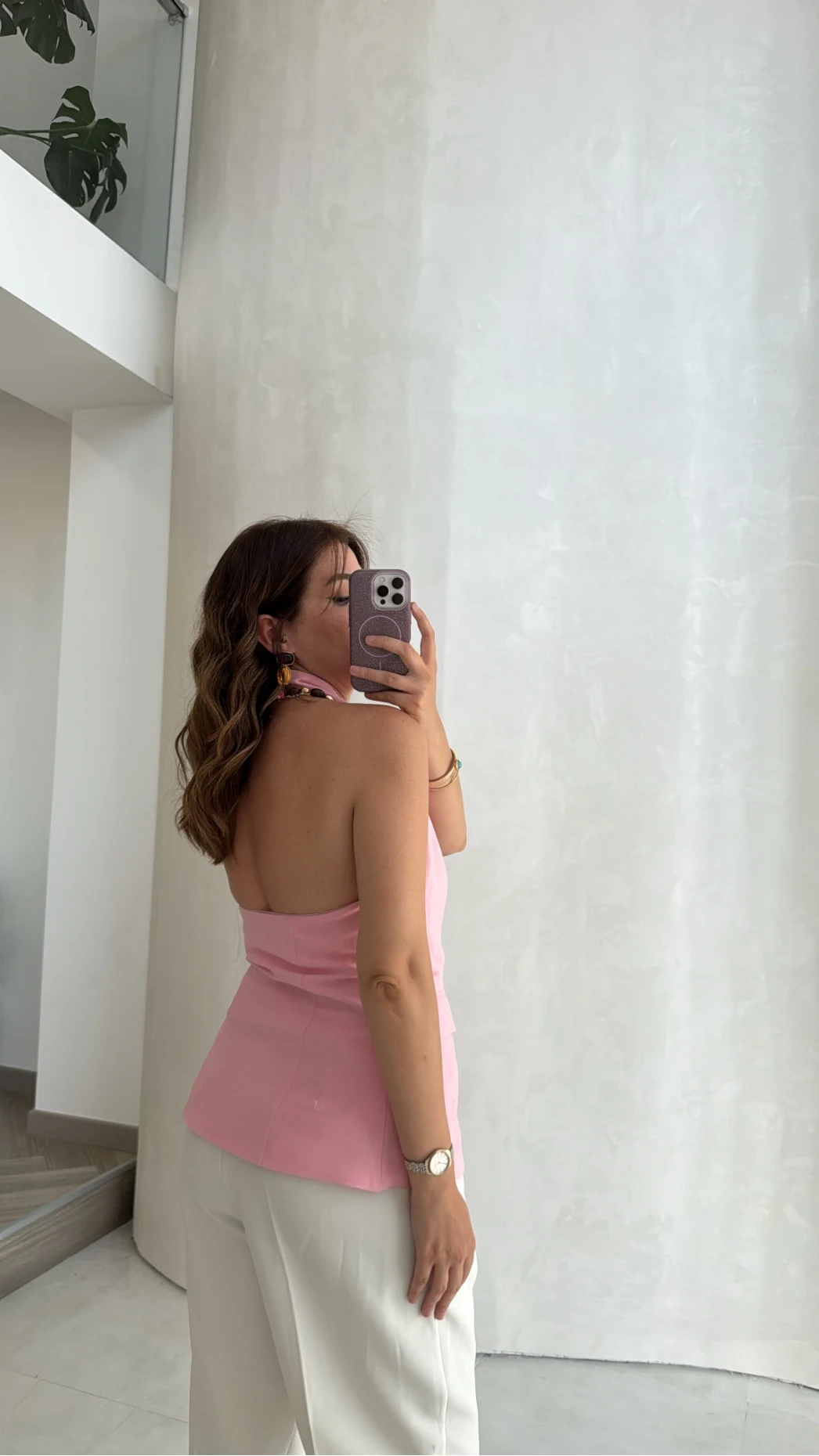 Boyundan Geçmeli Düğmeli Yelek - Pembe - Kod: 580407
