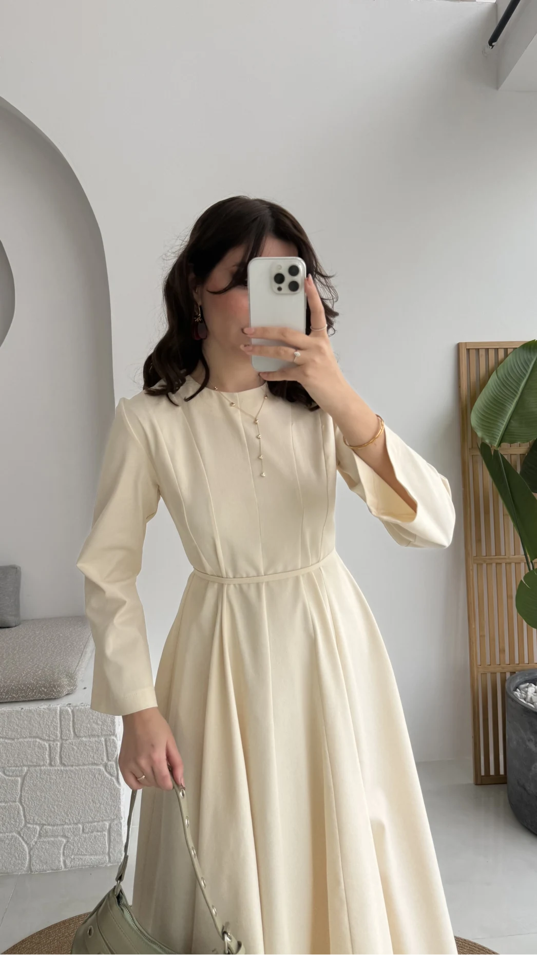 Brandy Kuşaklı Pens Detay Elbise - Ekru - Kod: 265011