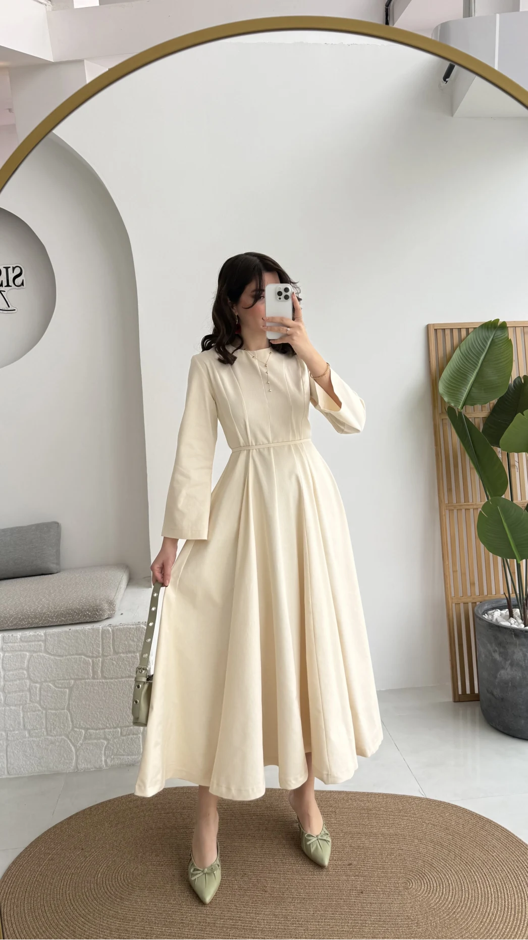 Brandy Kuşaklı Pens Detay Elbise - Ekru - Kod: 265011