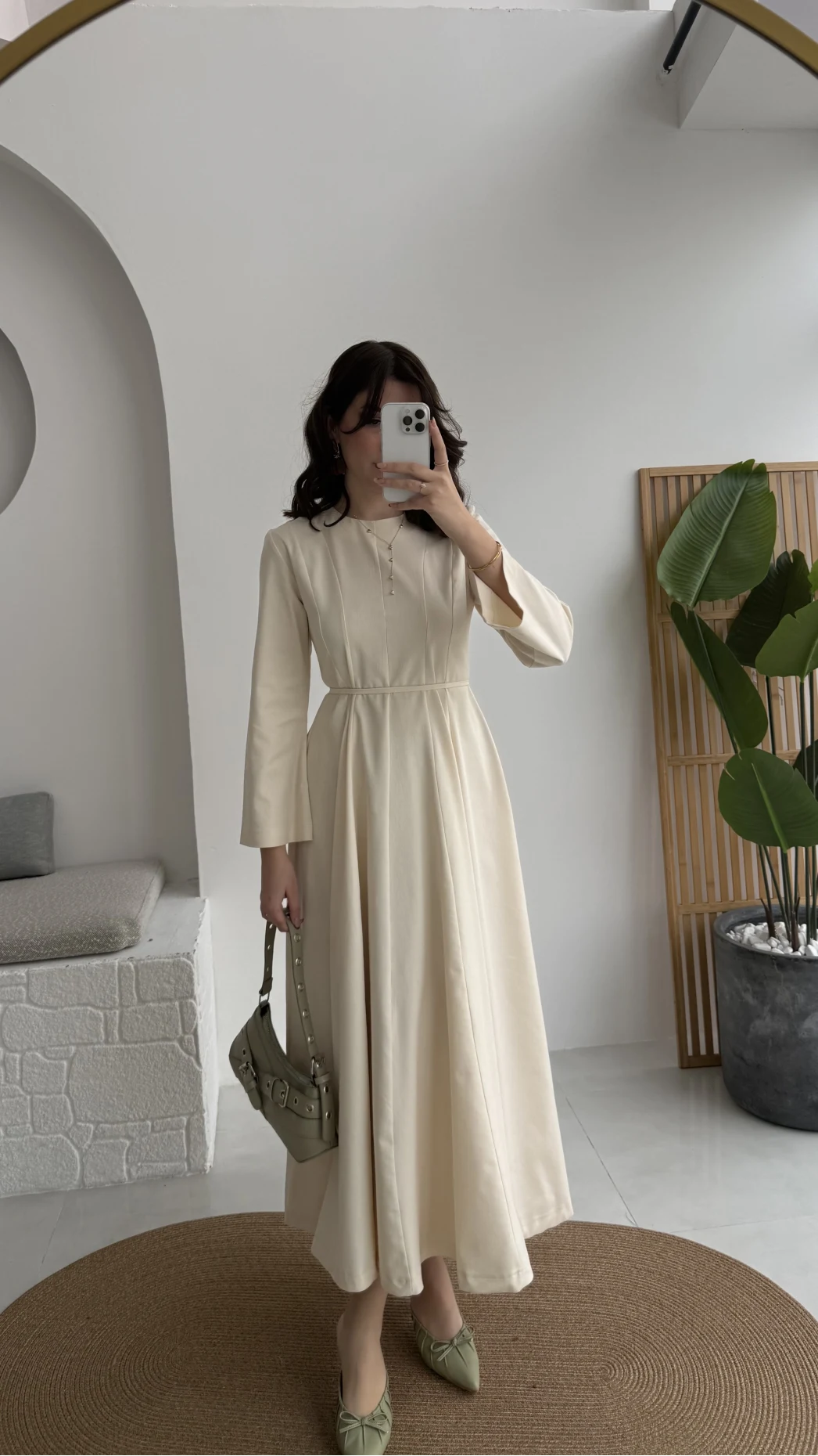 Brandy Kuşaklı Pens Detay Elbise - Ekru - Kod: 265011