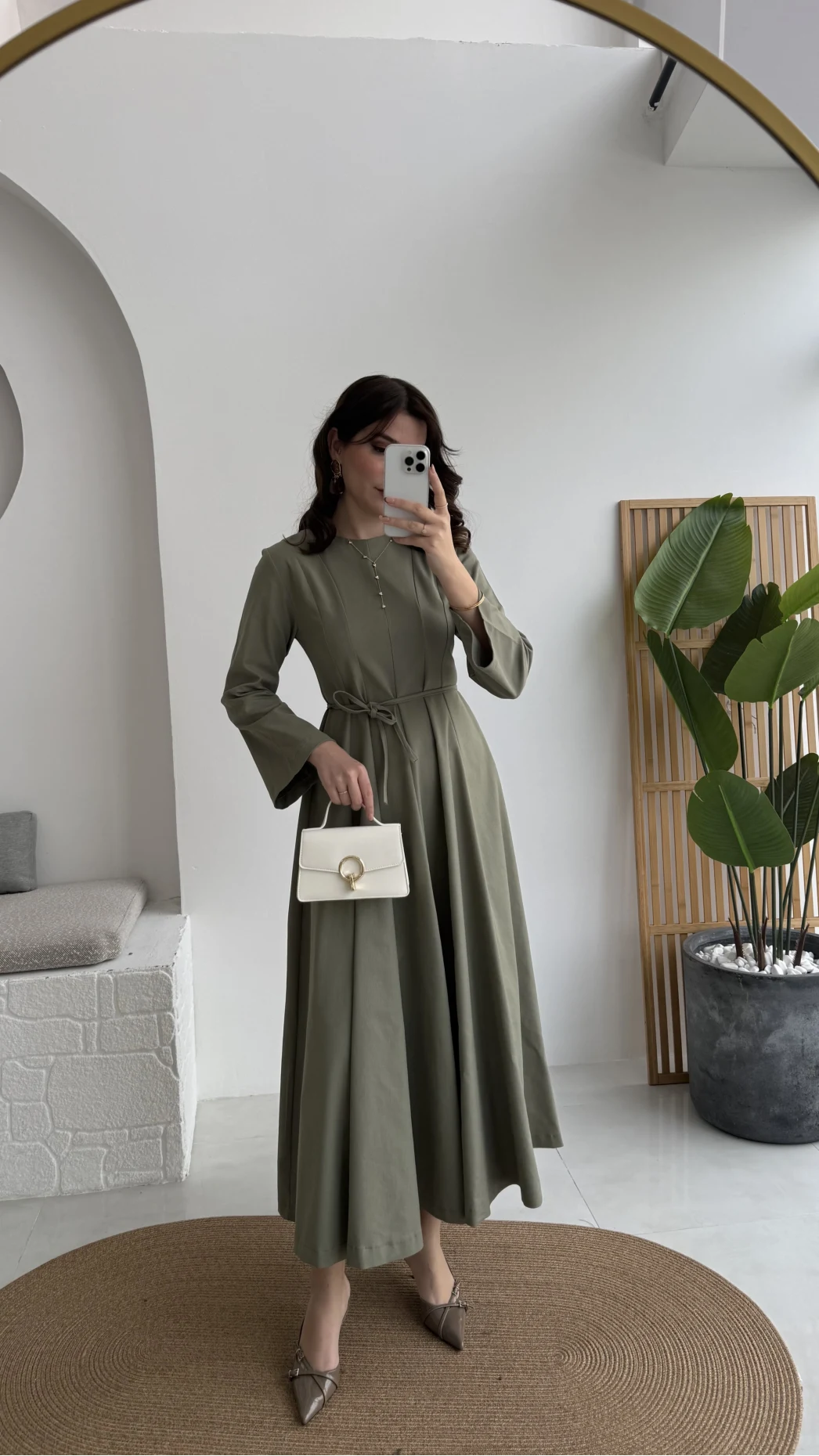 Brandy Kuşaklı Pens Detay Elbise - Mint - Kod: 265011