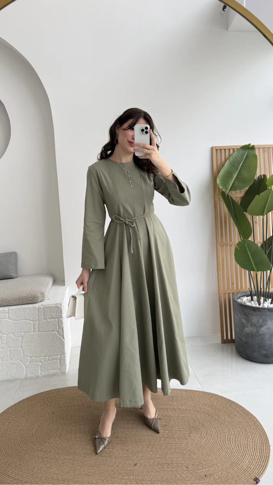 Brandy Kuşaklı Pens Detay Elbise - Mint - Kod: 265011