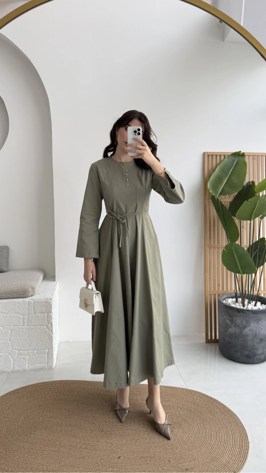 Brandy Kuşaklı Pens Detay Elbise - Mint - Kod: 265011