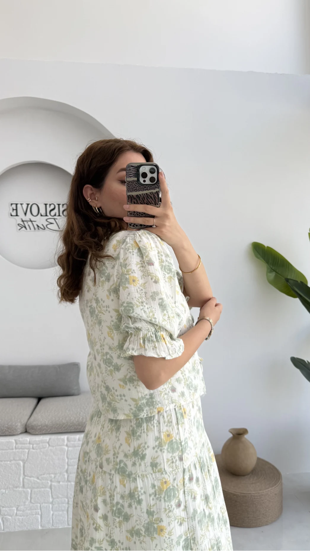 Bratislava Serisi Çiçekli Bluz - Yeşil - 1029