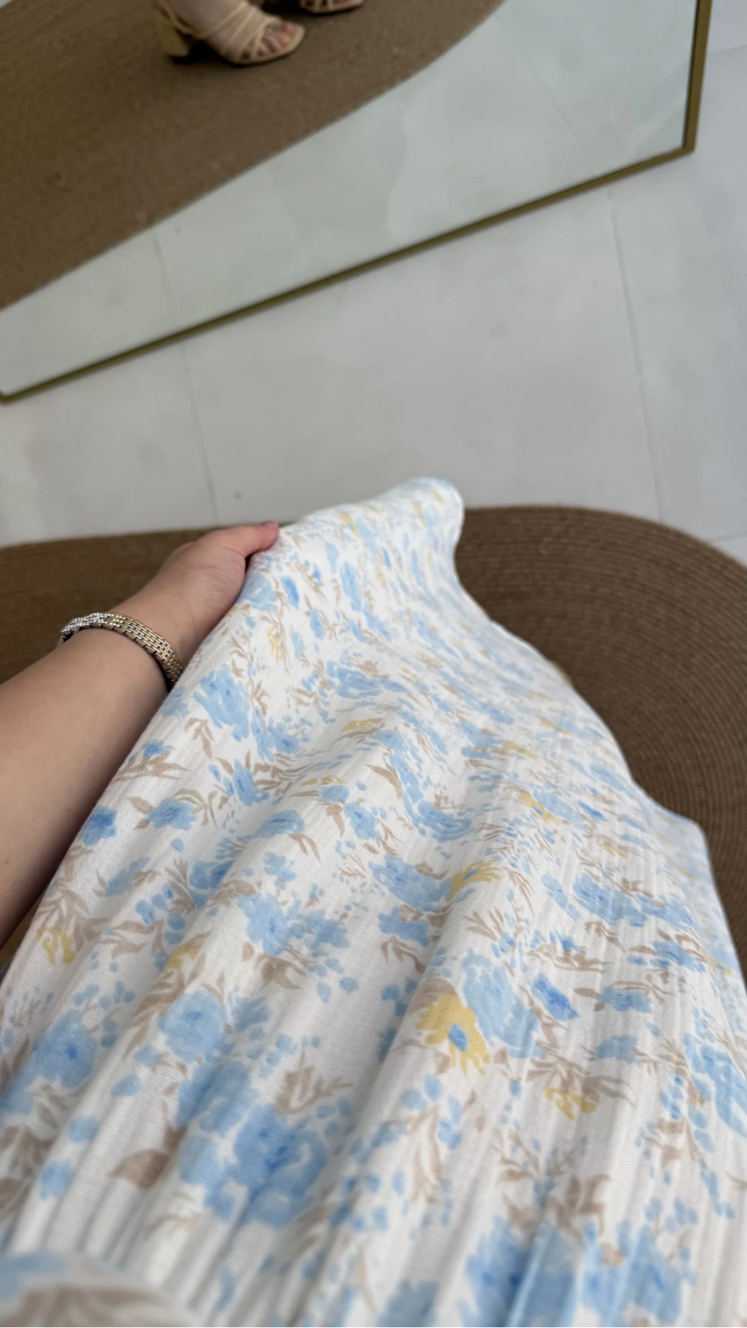 Bratislava Serisi Çiçekli Elbise - Mavi - 3057