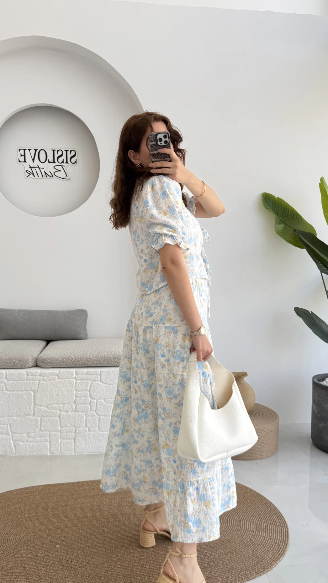 Bratislava Serisi Çiçekli Etek - Mavi - 5028