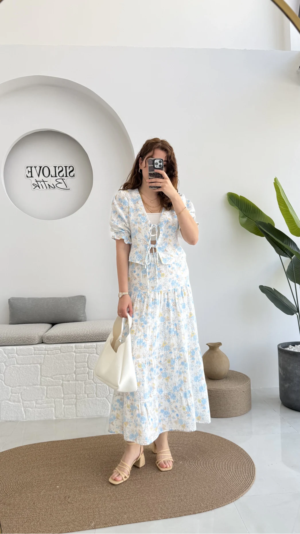 Bratislava Serisi Çiçekli Etek - Mavi - 5028