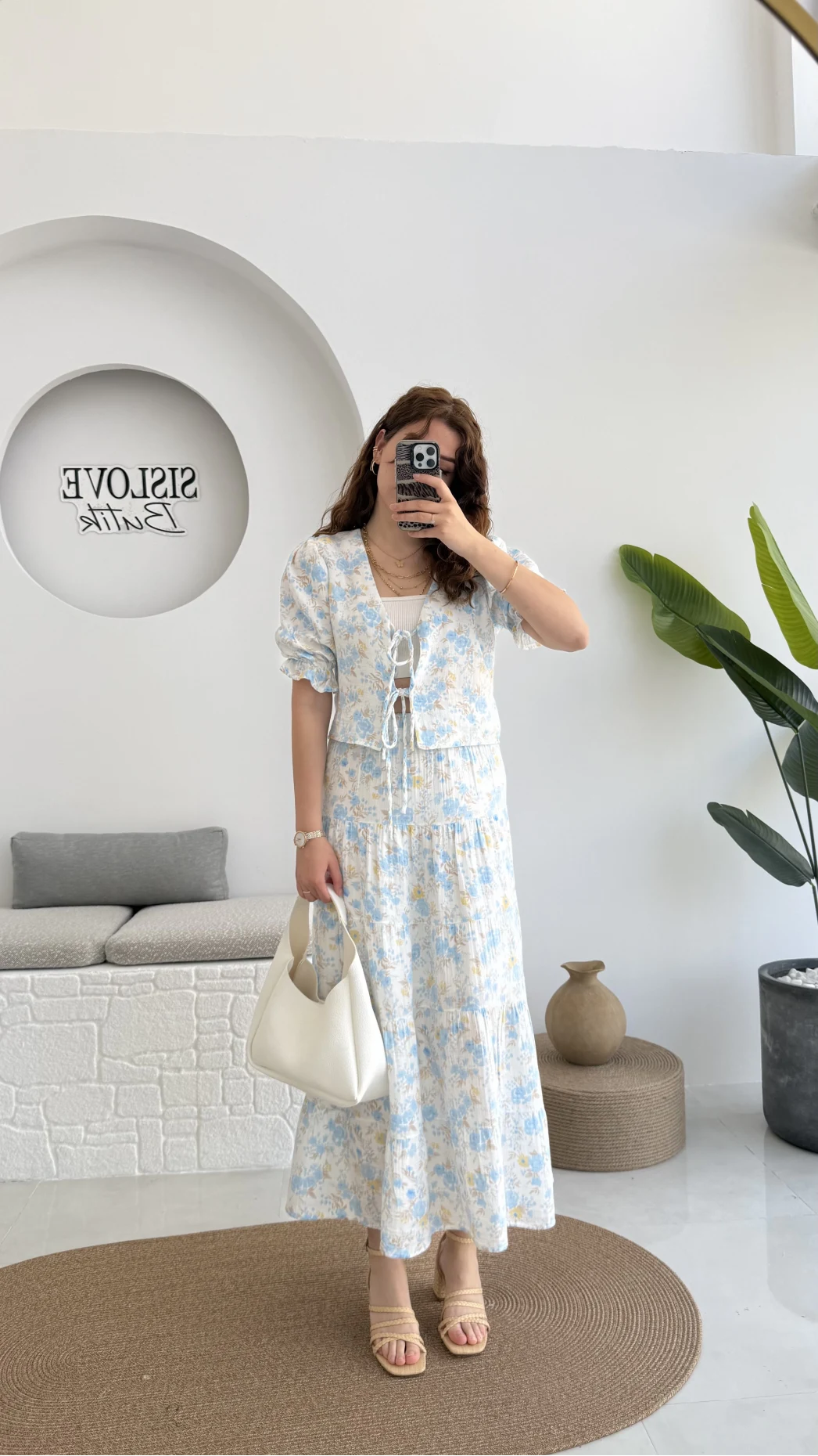 Bratislava Serisi Çiçekli Etek - Mavi - 5028