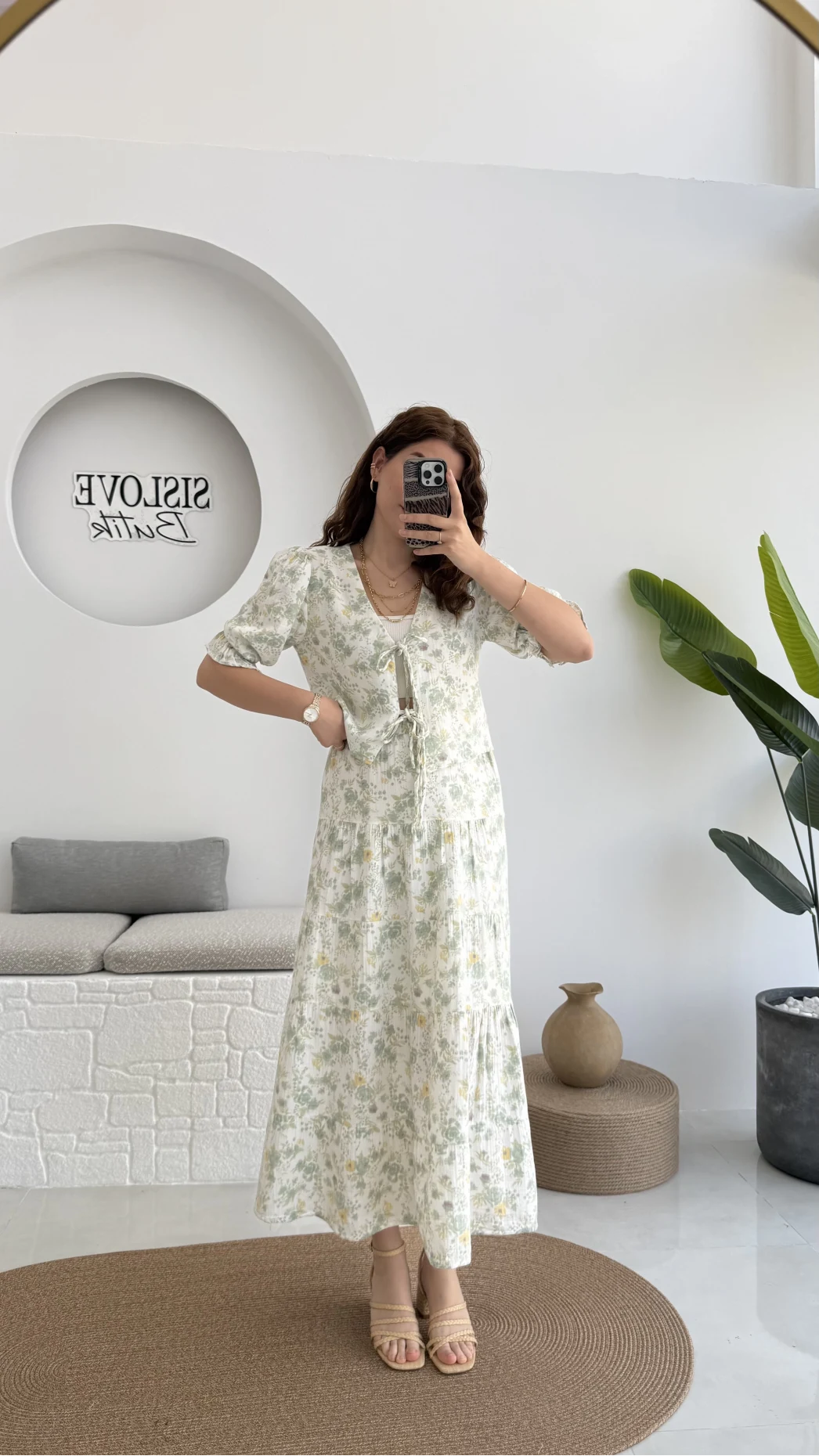 Bratislava Serisi Çiçekli Etek - Yeşil - 5028