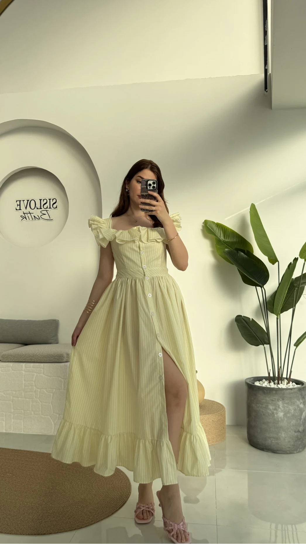 Bridgerton Lime Sarı Elbise