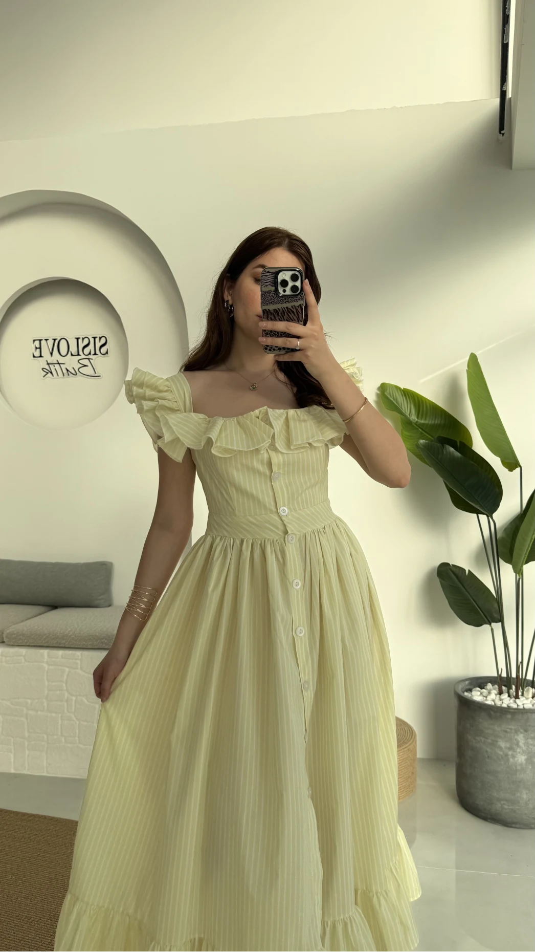 Bridgerton Lime Sarı Elbise