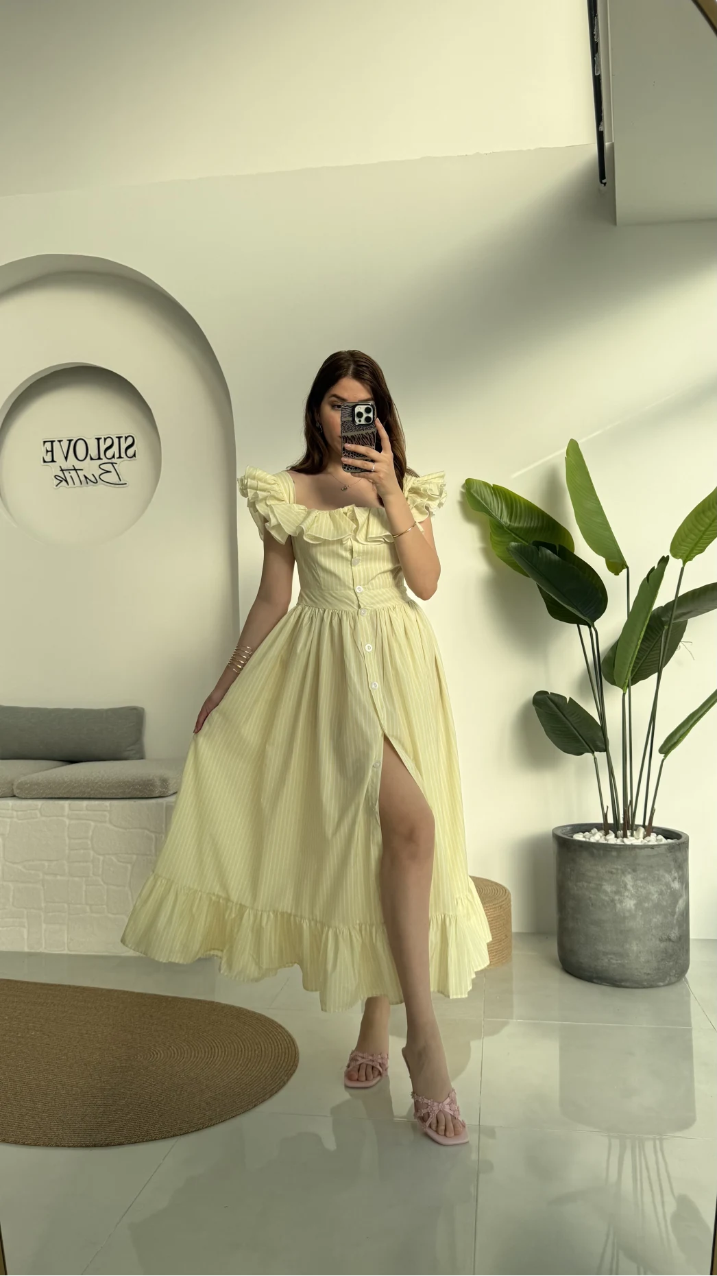 Bridgerton Lime Sarı Elbise