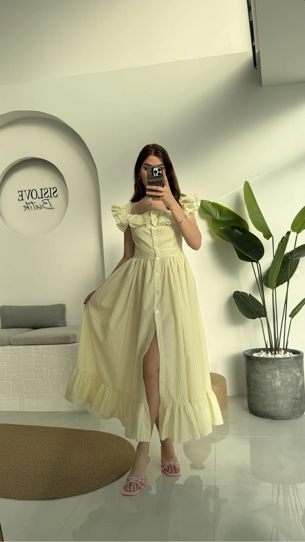Bridgerton Lime Sarı Elbise
